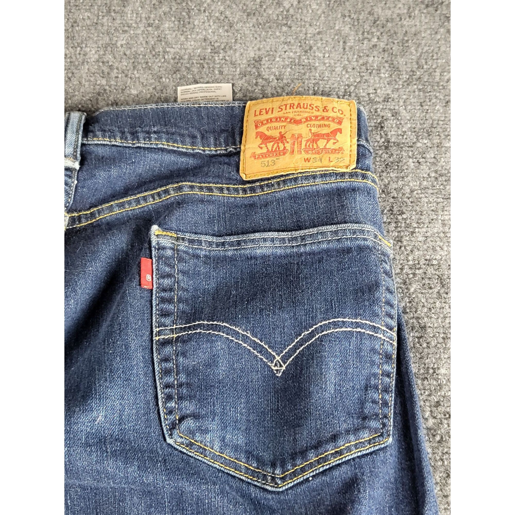 Levi's Levis 513 Jeans Men Sz 34X32 Blank Tab Blue Denim Slim Strai Size US 34 / EU 50 - 9 Thumbnail