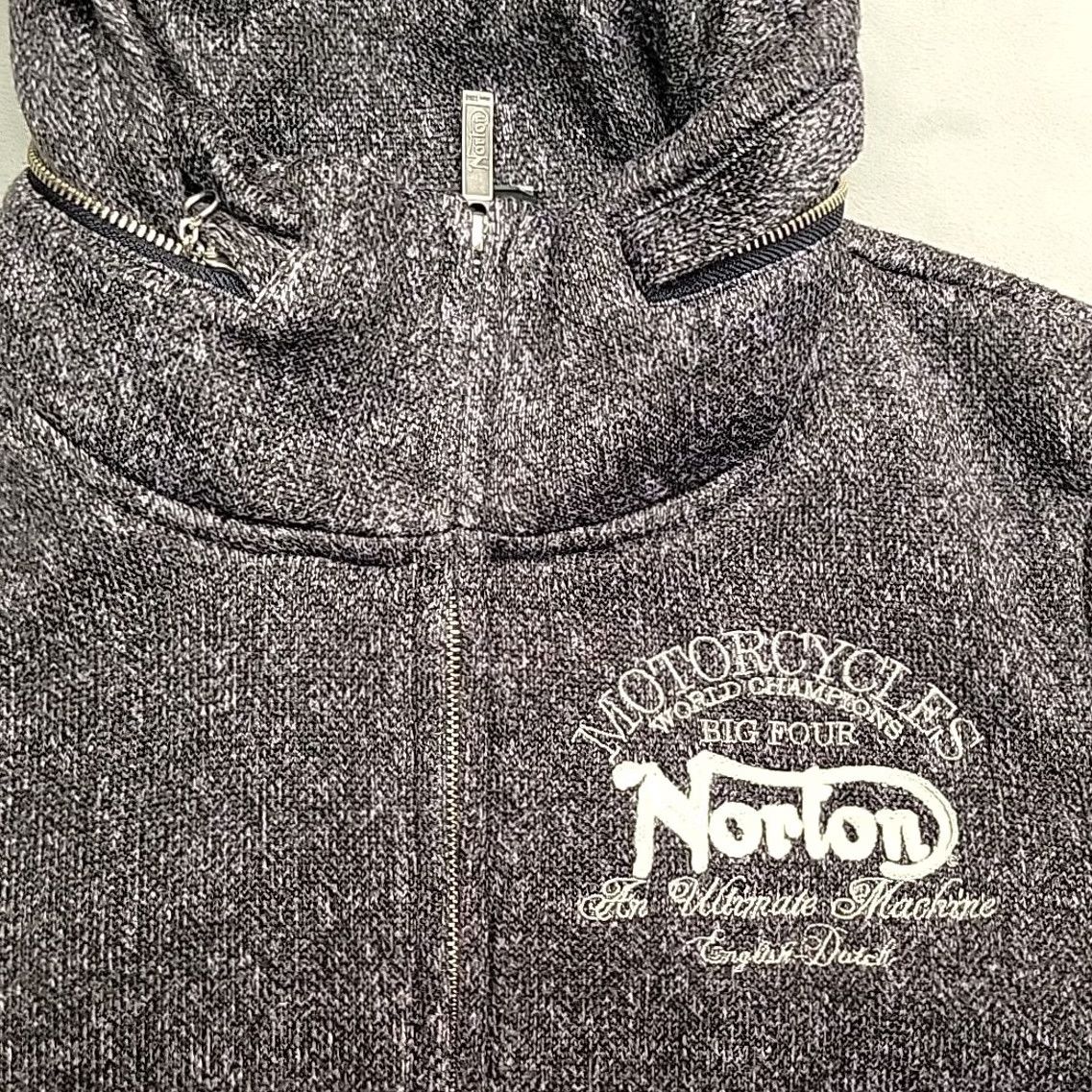 Logo 7 Norton Jacket Womens M Gray Hooded Knit Embroidered Logo Full Zip Retro Hoodie Size M / US 6-8 / IT 42-44 - 2 Thumbnail