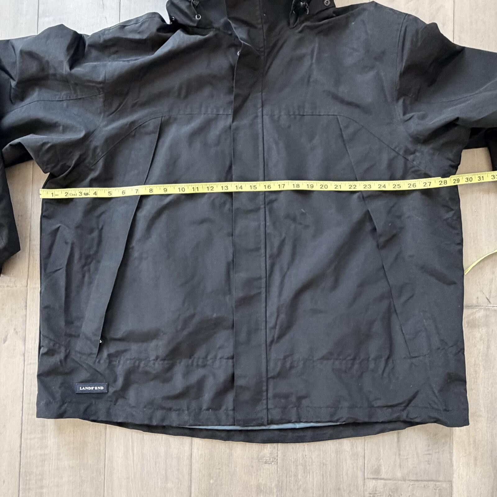 Lands' End Lands' End Men's Black Nylon Hooded Jacket Size XXL Size US XXL / EU 58 / 5 - 6 Thumbnail