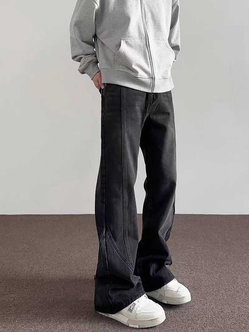 Japanese Brand × Jean Street Cropped Deconstructed Straight Leg Micro Flare Jeans Size US 33 - 2 Thumbnail