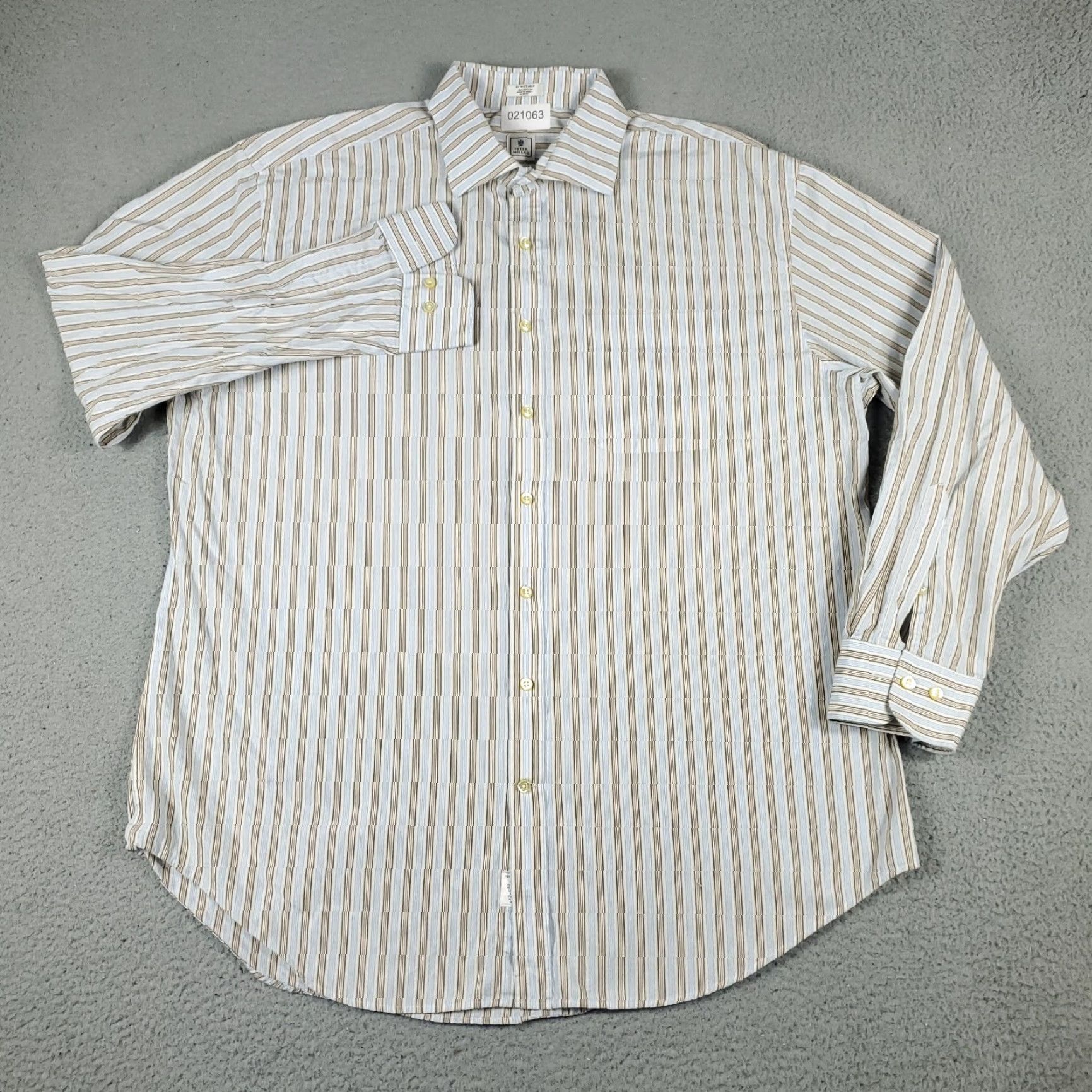 Peter Millar Peter Millar Shirt Mens XL Blue Beige Striped Button-Up Long Sleeve Casual Button-Down Collared Classic Preppy American Colorful Workwear Size US XL / EU 56 / 4 - 2 Thumbnail