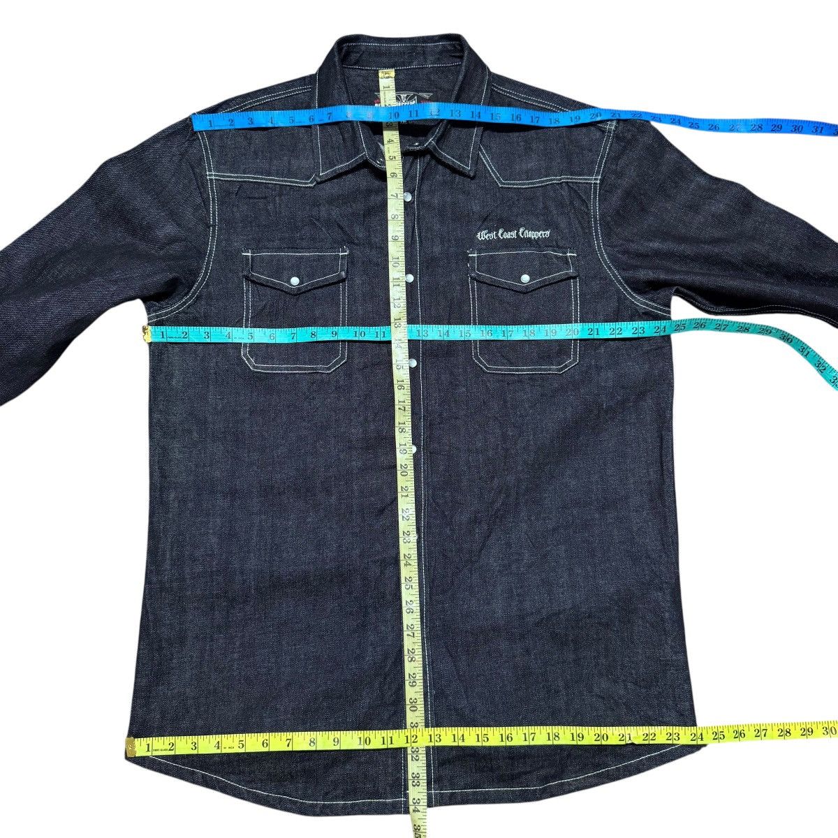 West Coast Choppers West Coast Choppers Pearl Snap Western Denim Shirt Heavy Size US XXL / EU 58 / 5 - 14 Thumbnail