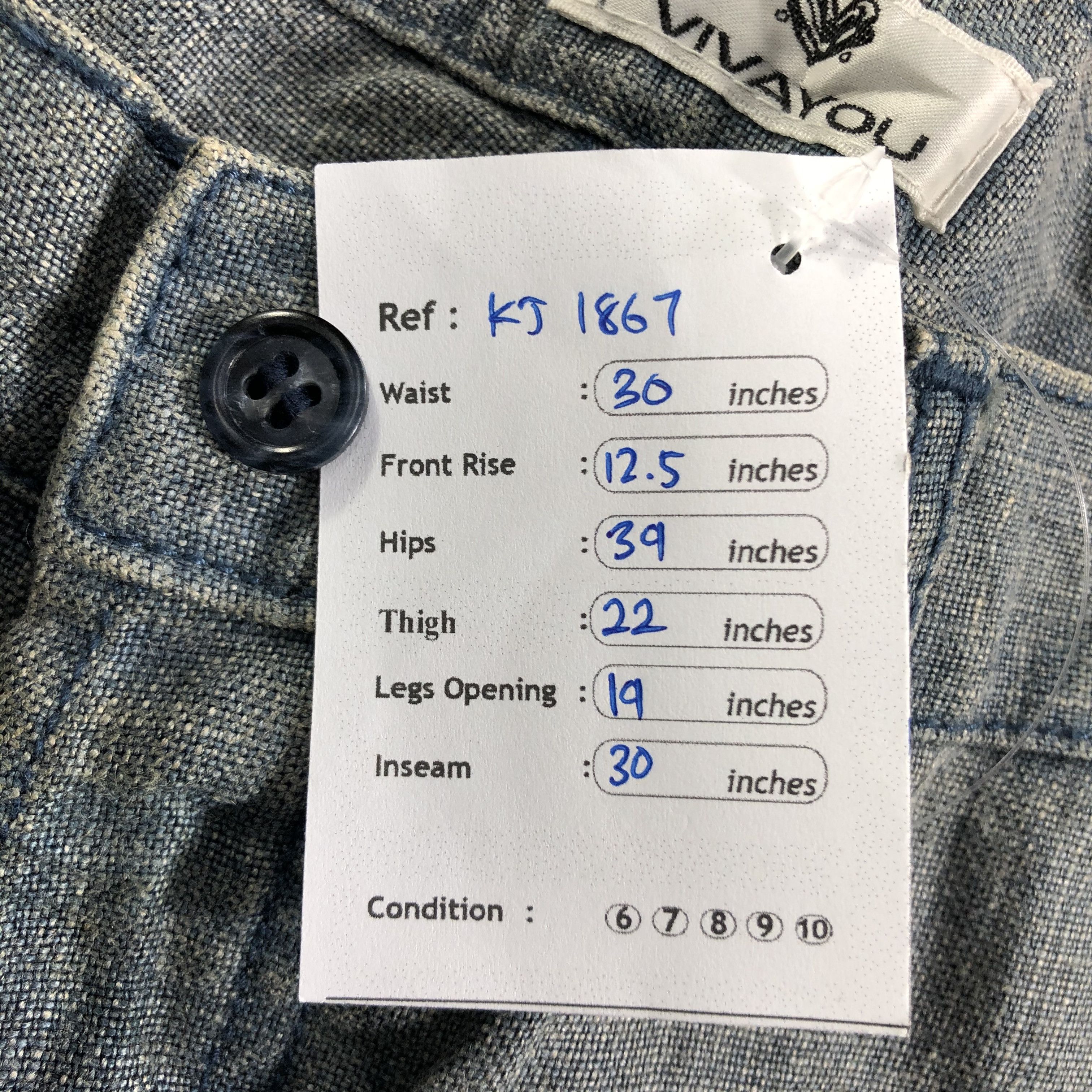 Japanese Brand Vintage Japanese Brand Vivayou Jeans Faded Blue Denim KJ1867 Size US 30 / EU 46 - 10 Thumbnail