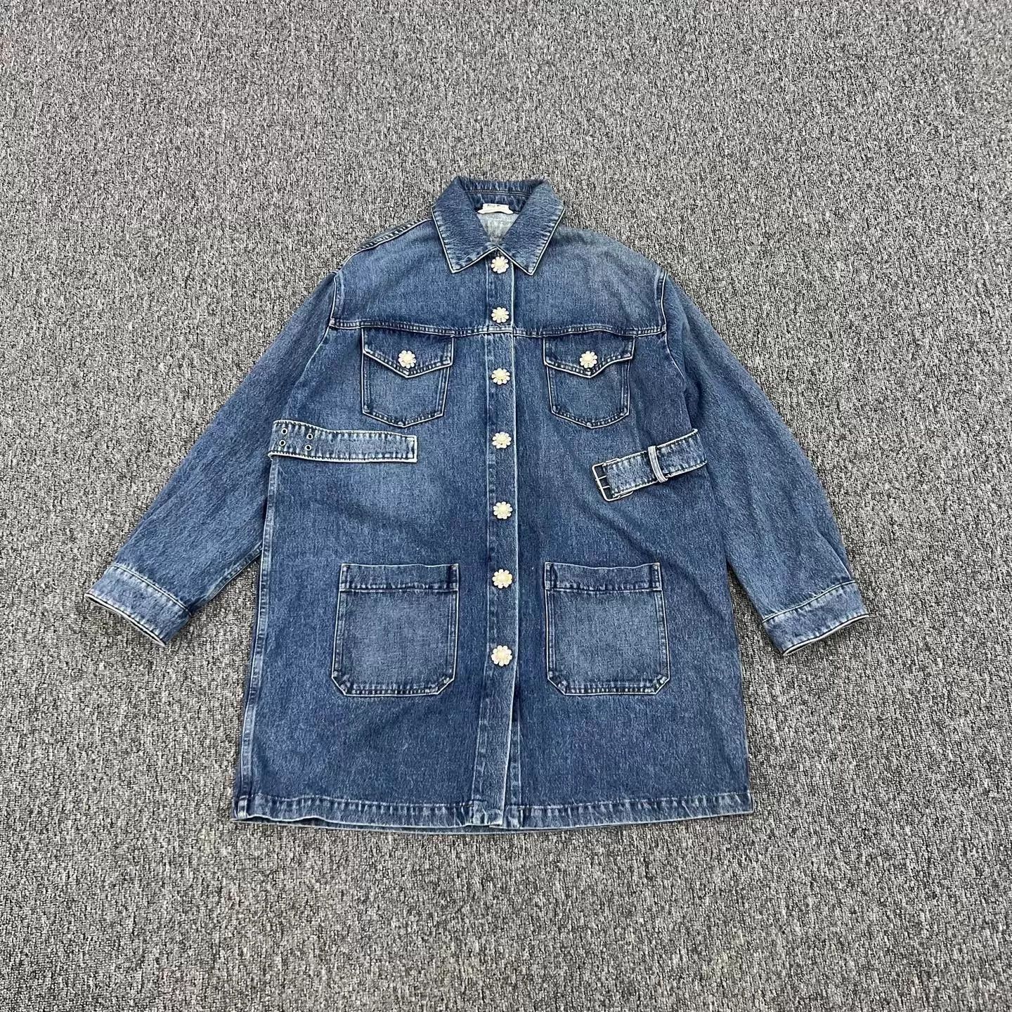 Miu Miu MIU MIU Oversized Crystal Floral Washed Blue Denim Jkt 40 Size S / US 4 / IT 40 - 2 Thumbnail