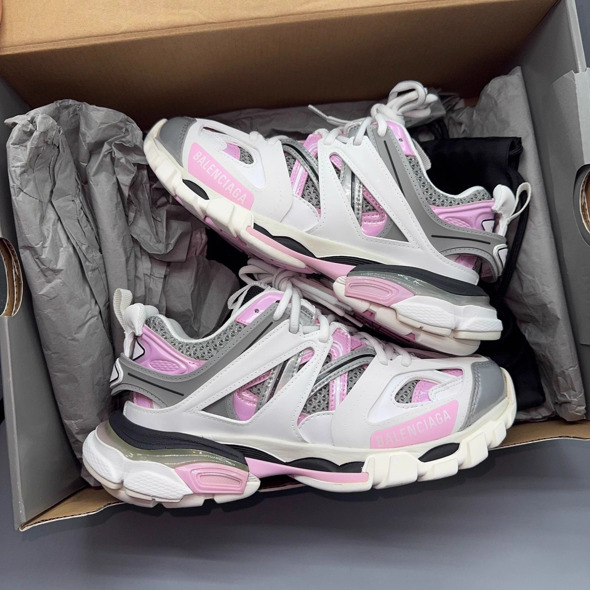 Balenciaga Balenciaga Track Gray Pink White Sneakers Size US 5 / IT 35 - 5 Thumbnail
