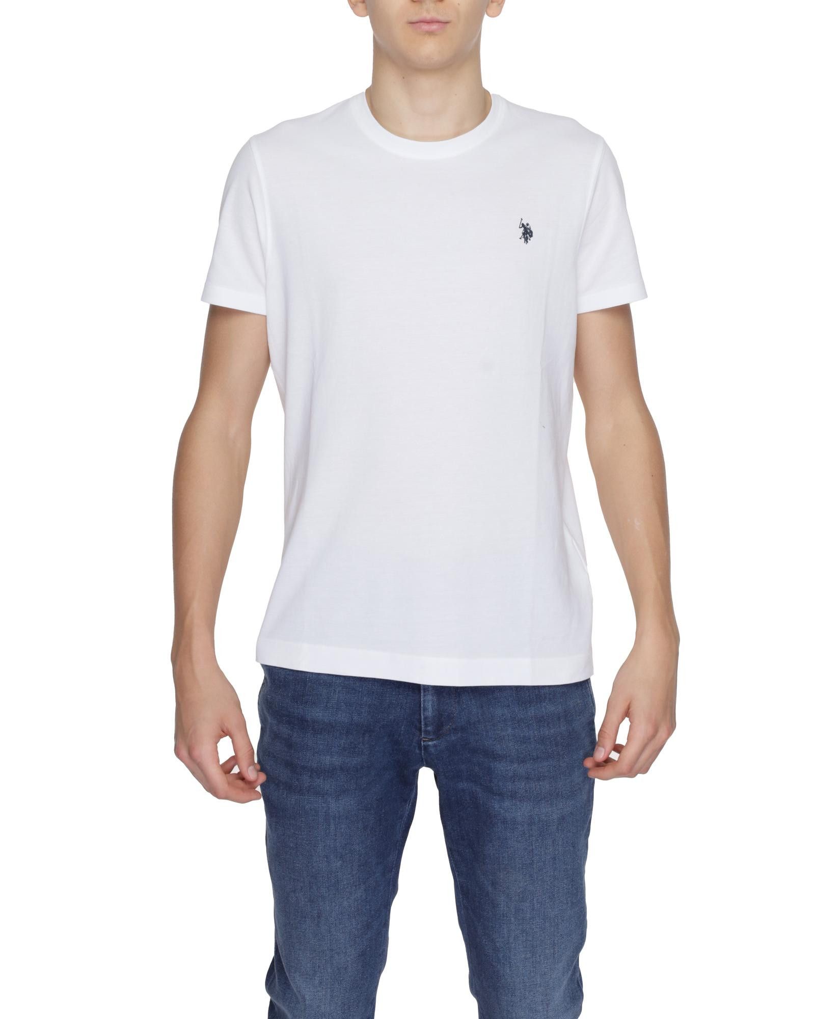 image of U S Polo Assn Plain Cotton Round Neck T-Shirt in White, Men's (Size Small)