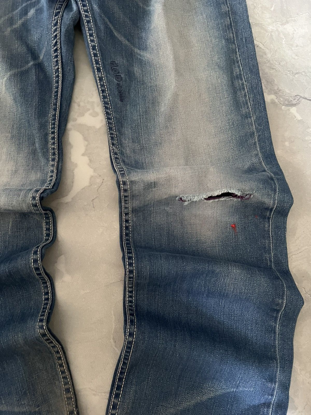 Vintage Distressed Y2K Slim Fit Jeans — Retro Vintage Style Unisex Size US 31 - 4 Thumbnail
