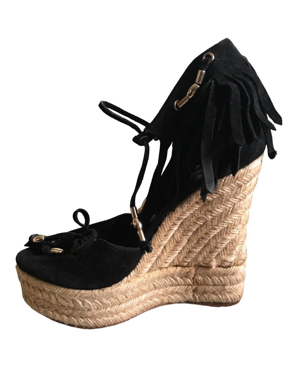 Gucci GUCCI Espadrilles Black Suede Wedge Sandals EU40 Size US 10 / IT 40 - 1 Thumbnail