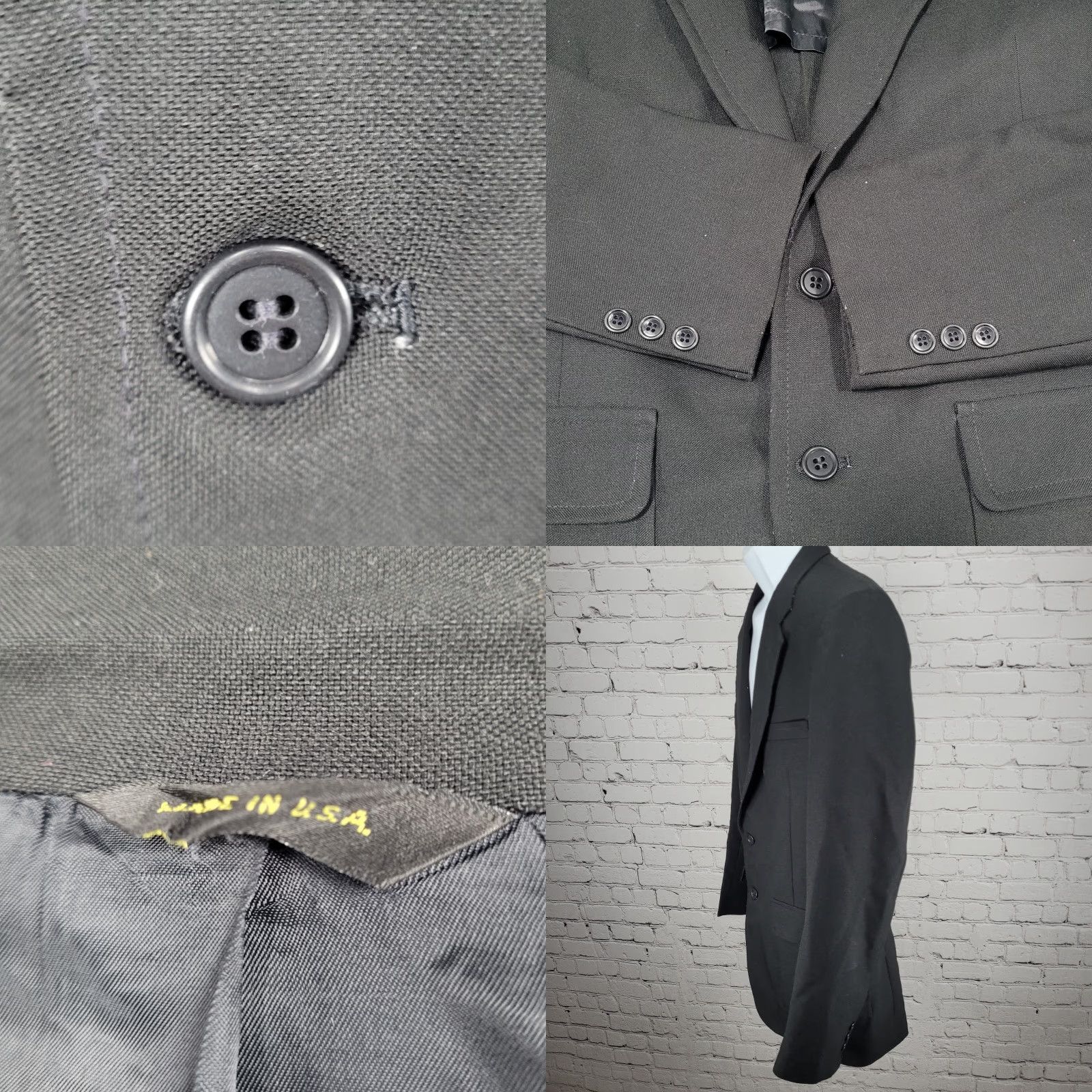 Vintage VINTAGE Towncraft Black Blazer Sport Coat USA 40 2 Button Single Vented Notch Washable Size 40R - 9 Thumbnail