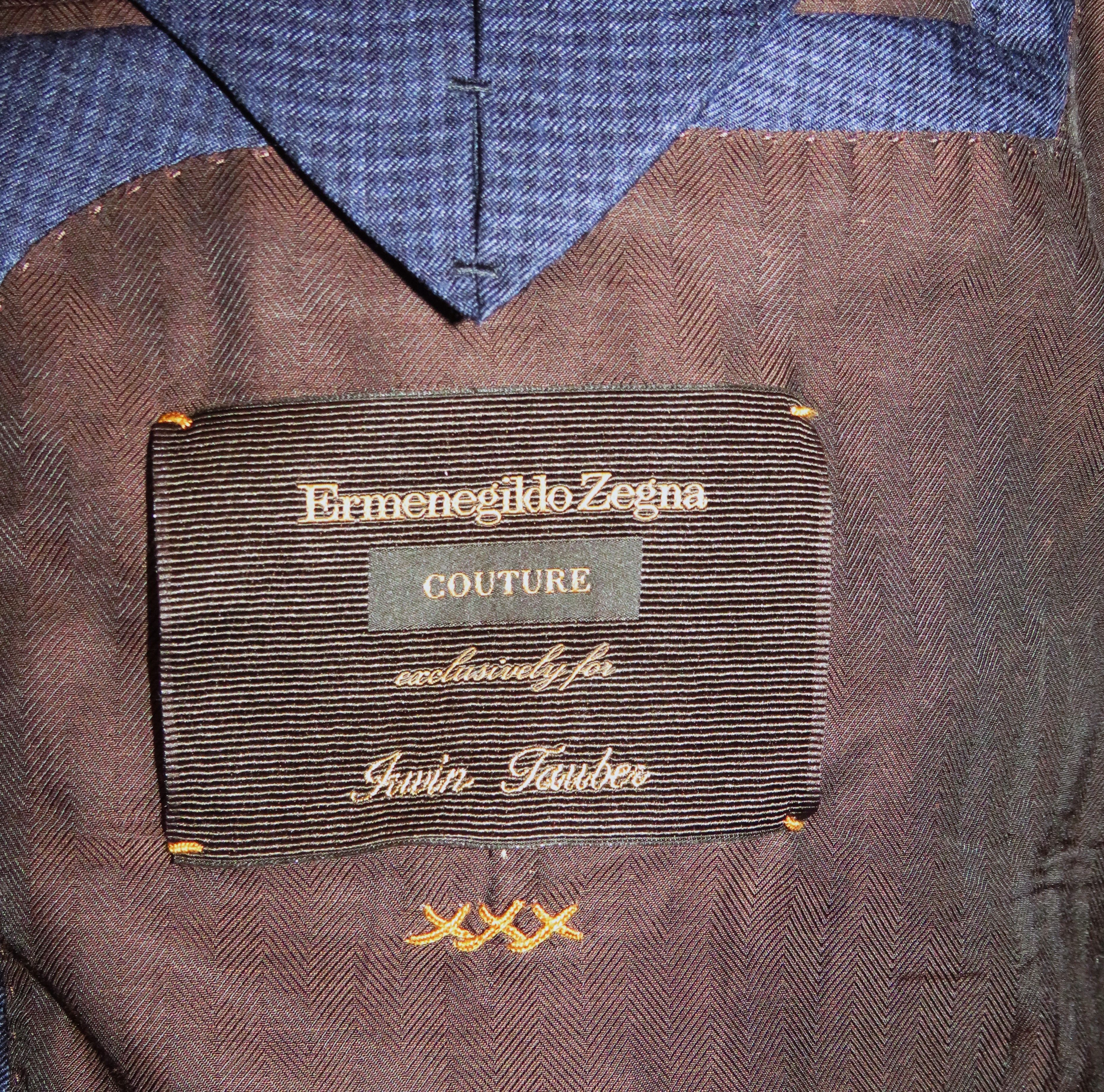 Ermenegildo Zegna Su Misura Couture Cashmere Blend Blue Check Sport Coat 50R Size 50R - 15 Thumbnail