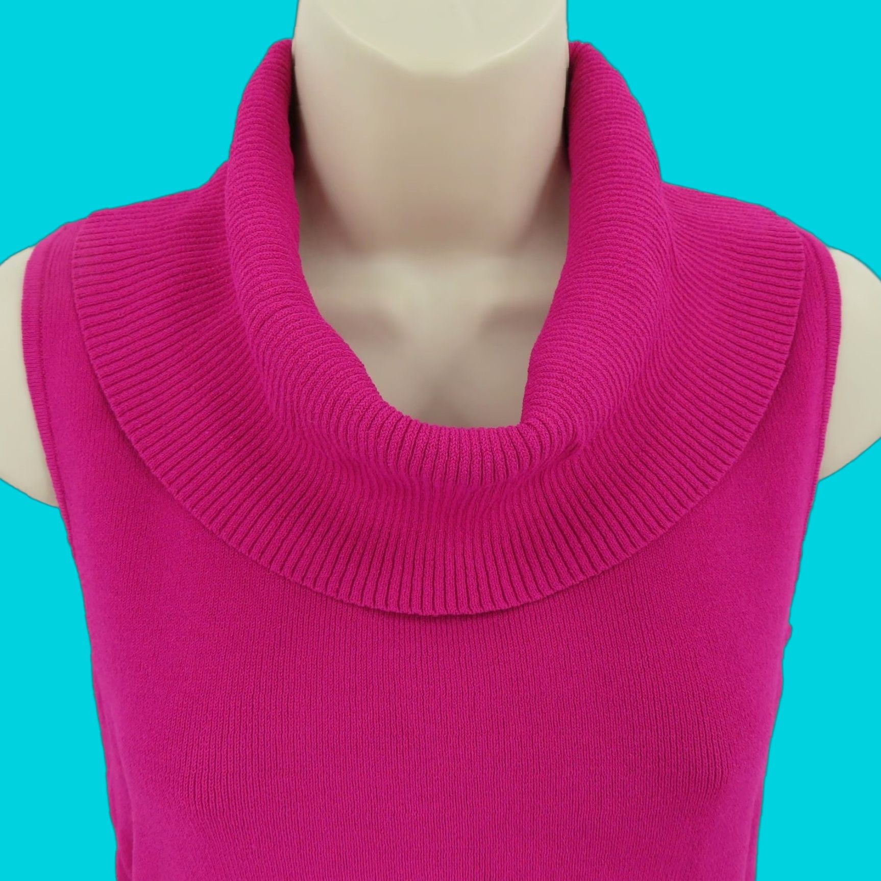 Vintage Norton McNaughton Womens Small Pink Ribbed Cowl Neck Sleeveless Sweater Shirt Size S / US 4 / IT 40 - 1 Thumbnail