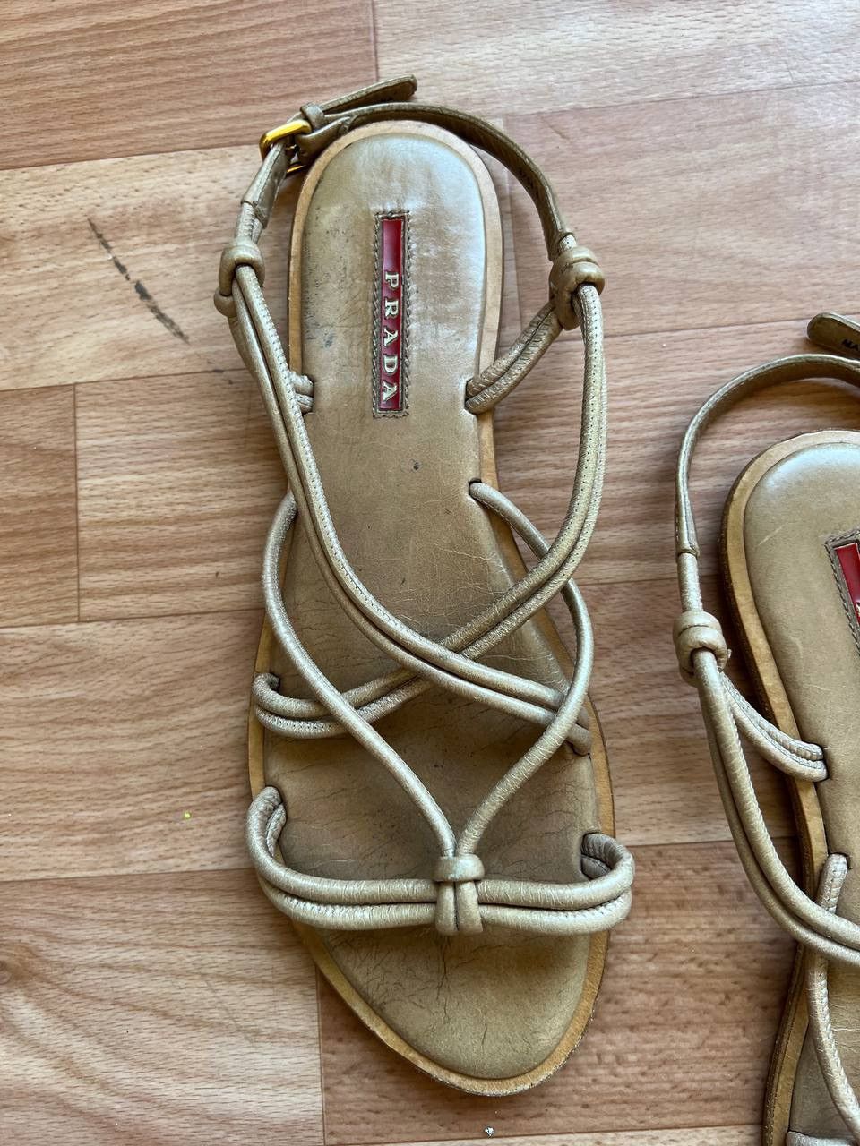 Prada PRADA RED TAB GLADIATOR BEIGE LIGHT BROWN WOMAN SANDALS SZ37 Size US 7 / IT 37 - 3 Thumbnail