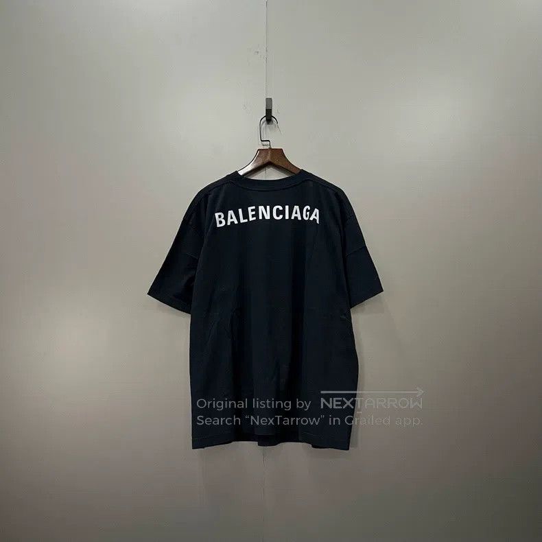 Balenciaga Balenciaga Navy Back Printed Logo Short Sleeve Size US M / EU 48-50 / 2 - 3 Thumbnail