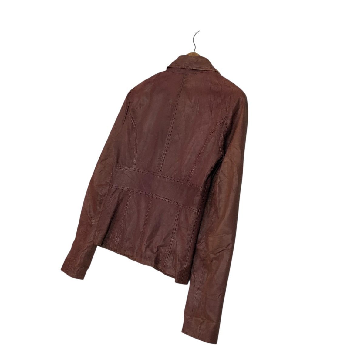 Japanese Brand 🔥VINTAGE CROPPED BIKER LEATHER JACKET MAX & CO Size S / US 4 / IT 40 - 12 Thumbnail