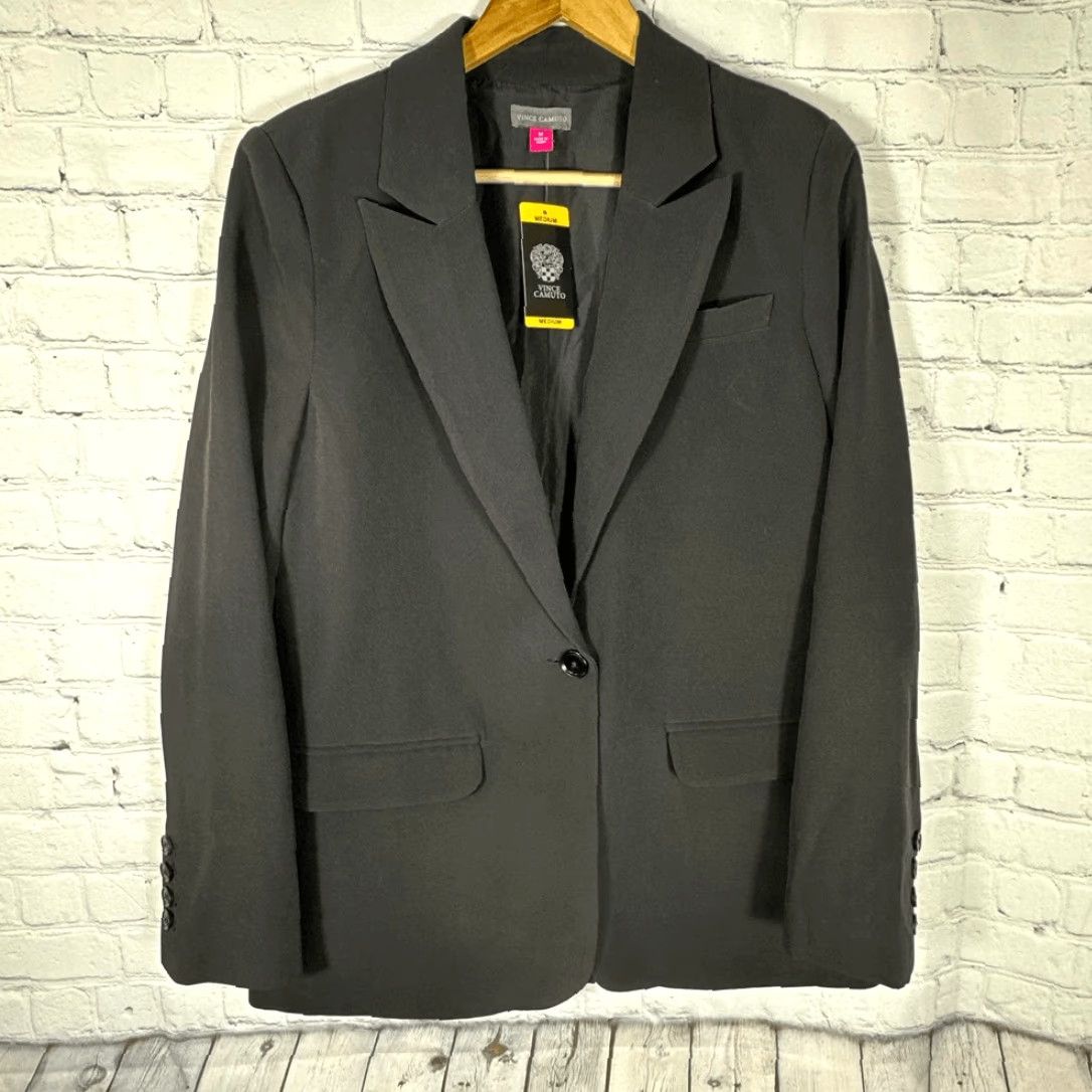 Vince Camuto Vince Camuto Blazer Womens Medium Black New with tags One Button Work Weekend Blazer Womens M Black Sport Coat Ladies Men? Size M / US 6-8 / IT 42-44 - 2 Thumbnail