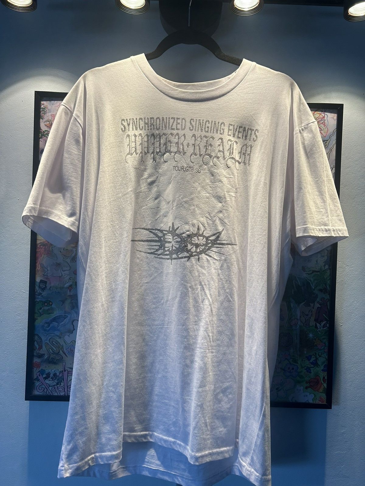 image of Drain Gang La Exclusive Pop Up T-Shirt in White, Men's (Size Large)