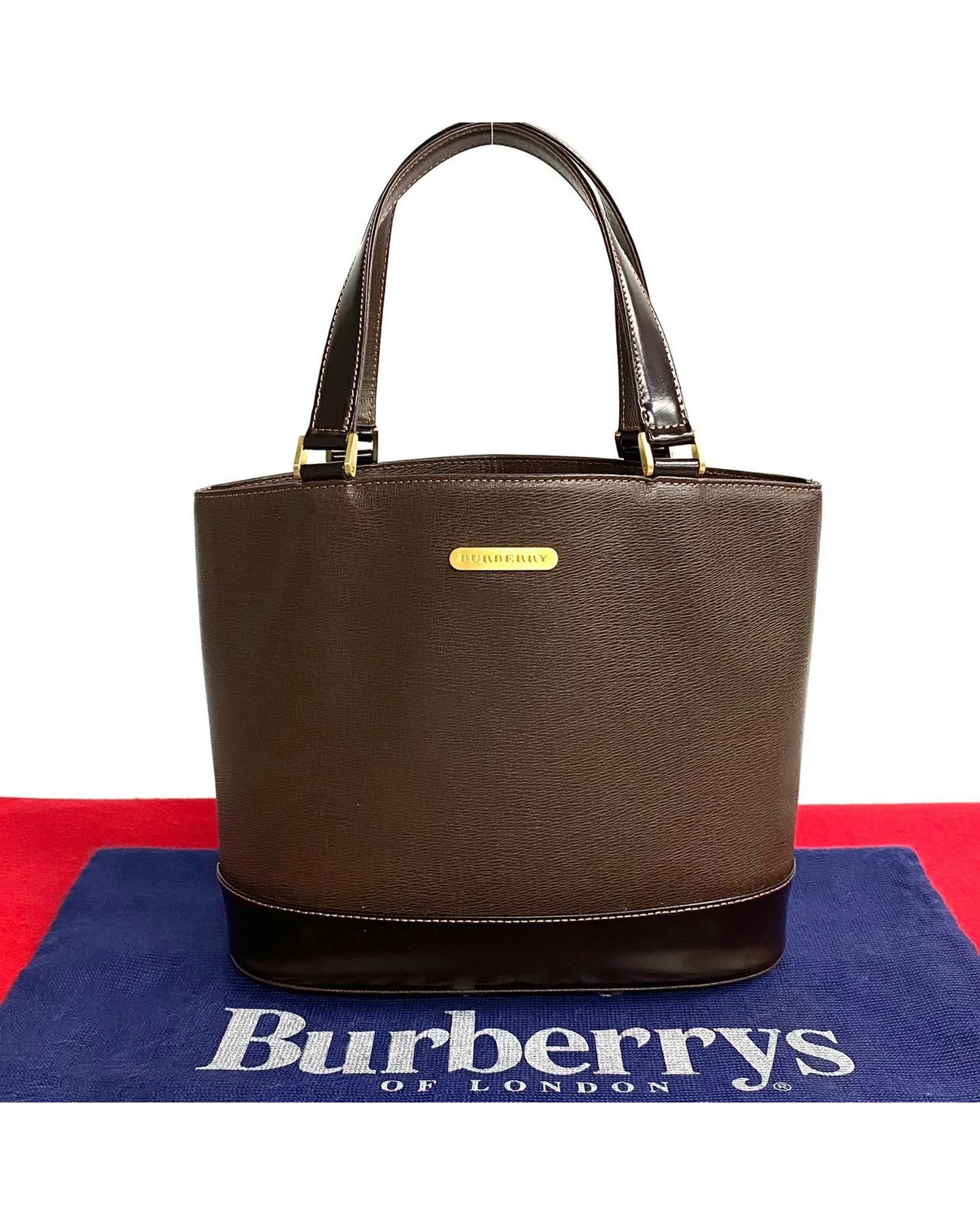 image of Burberry Leather Handbag In Excellent Condition in Brown, Women's
