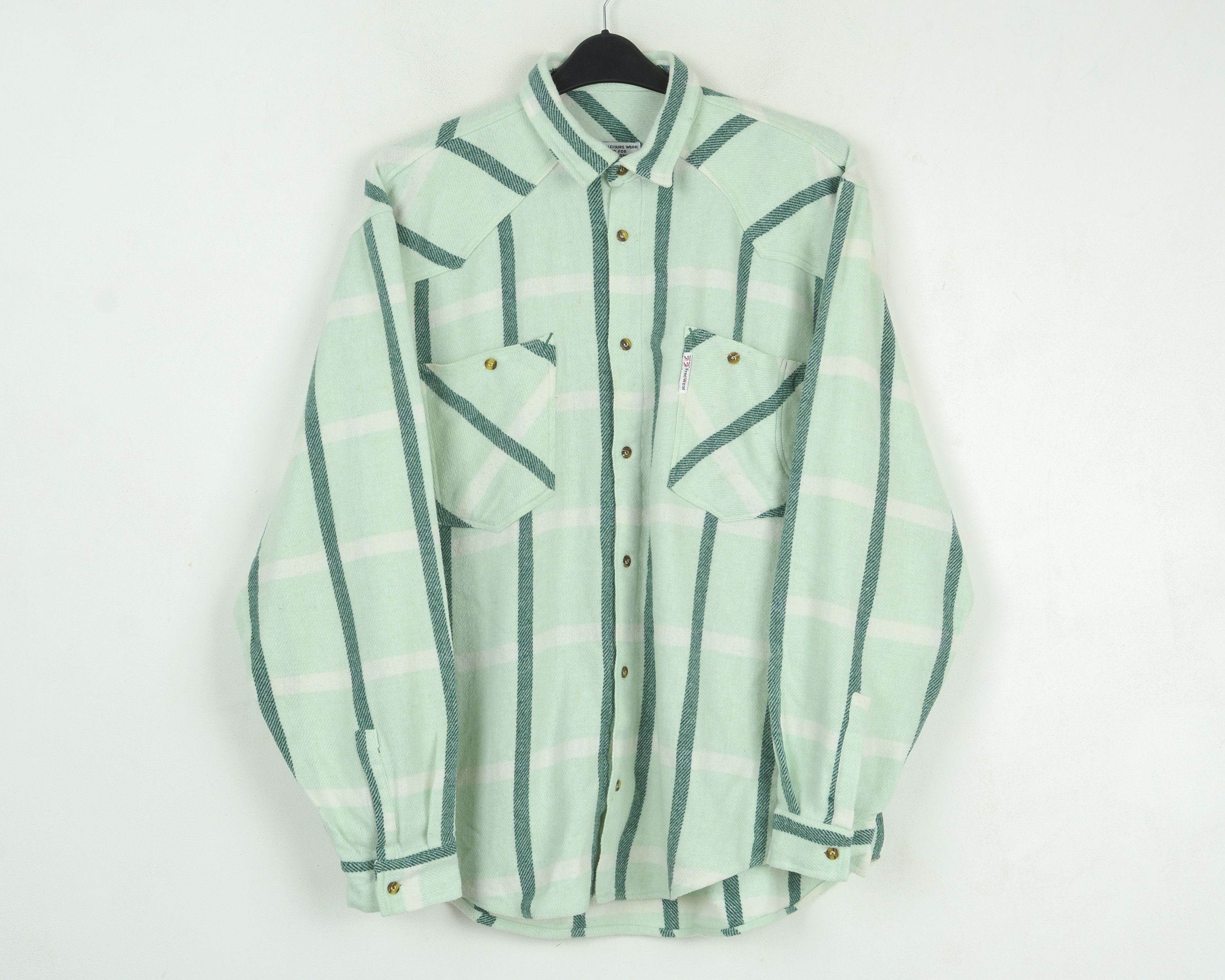 Flannel Flannel Vintage 90s Wool Casual Shirt Striped Long Sleeve Size US XL / EU 56 / 4 - 2 Thumbnail