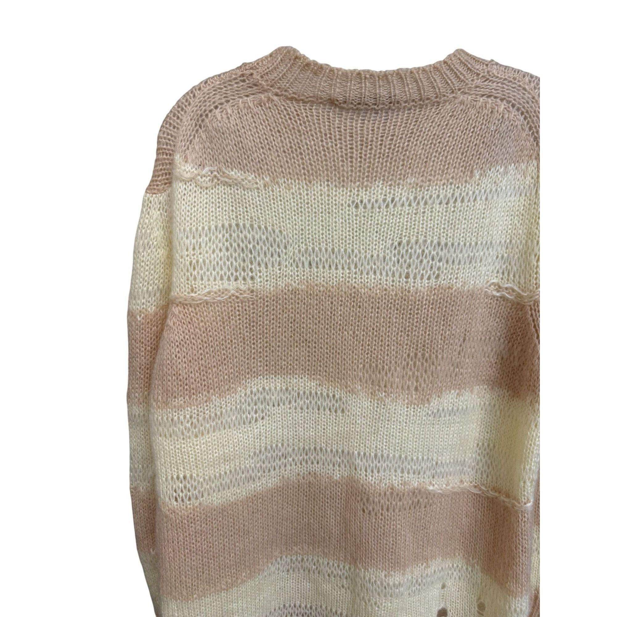 Acne Studios Distressed Knit Beige & Cream Stripe Sweater XXS By Acne Stu Size XXS / US 00 / IT 34 - 8 Thumbnail