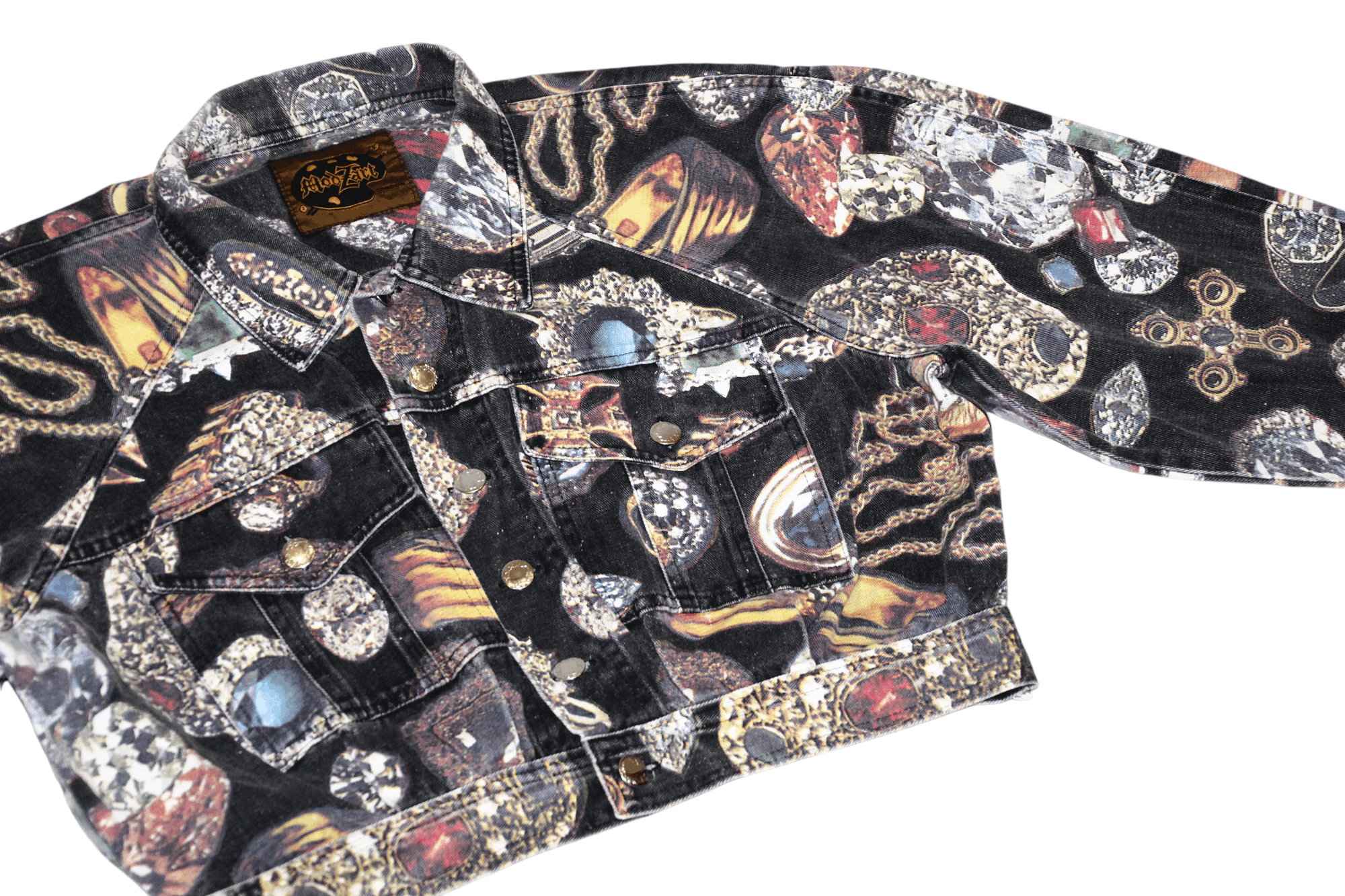 Vintage 90's ModzArt London Gems artwork cropped design denim jacket Size M / US 6-8 / IT 42-44 - 4 Thumbnail