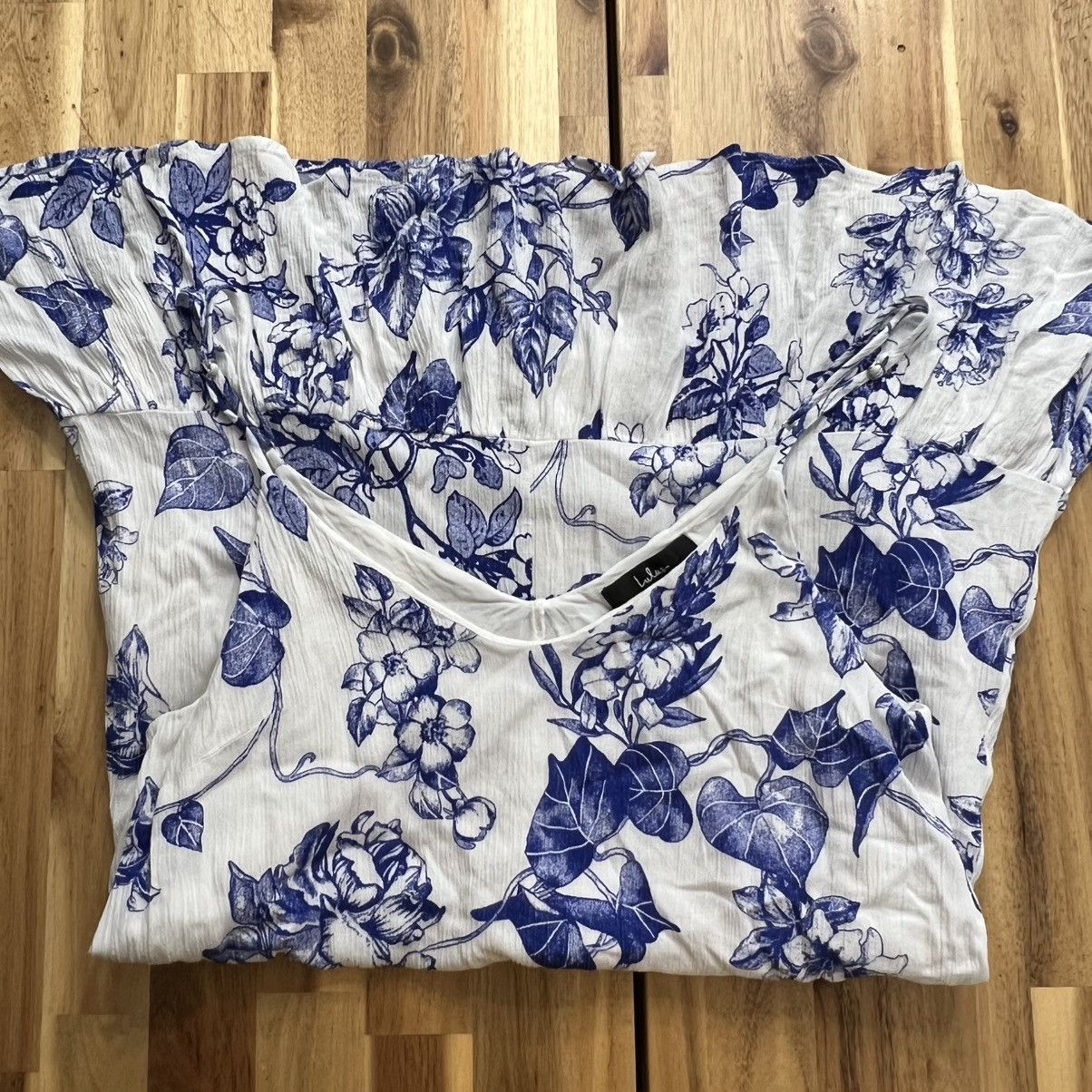Lulus Lulus White & Blue Floral Print Camisole Dress, Size L Size L / US 10 / IT 46 - 3 Thumbnail