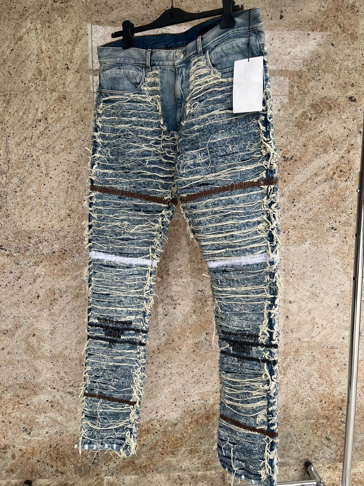 Alyx × Blackmeans 6 Pocket Blackmeans Distressed & Frayed Denim in Blue Size US 36 / EU 52 - 6 Thumbnail