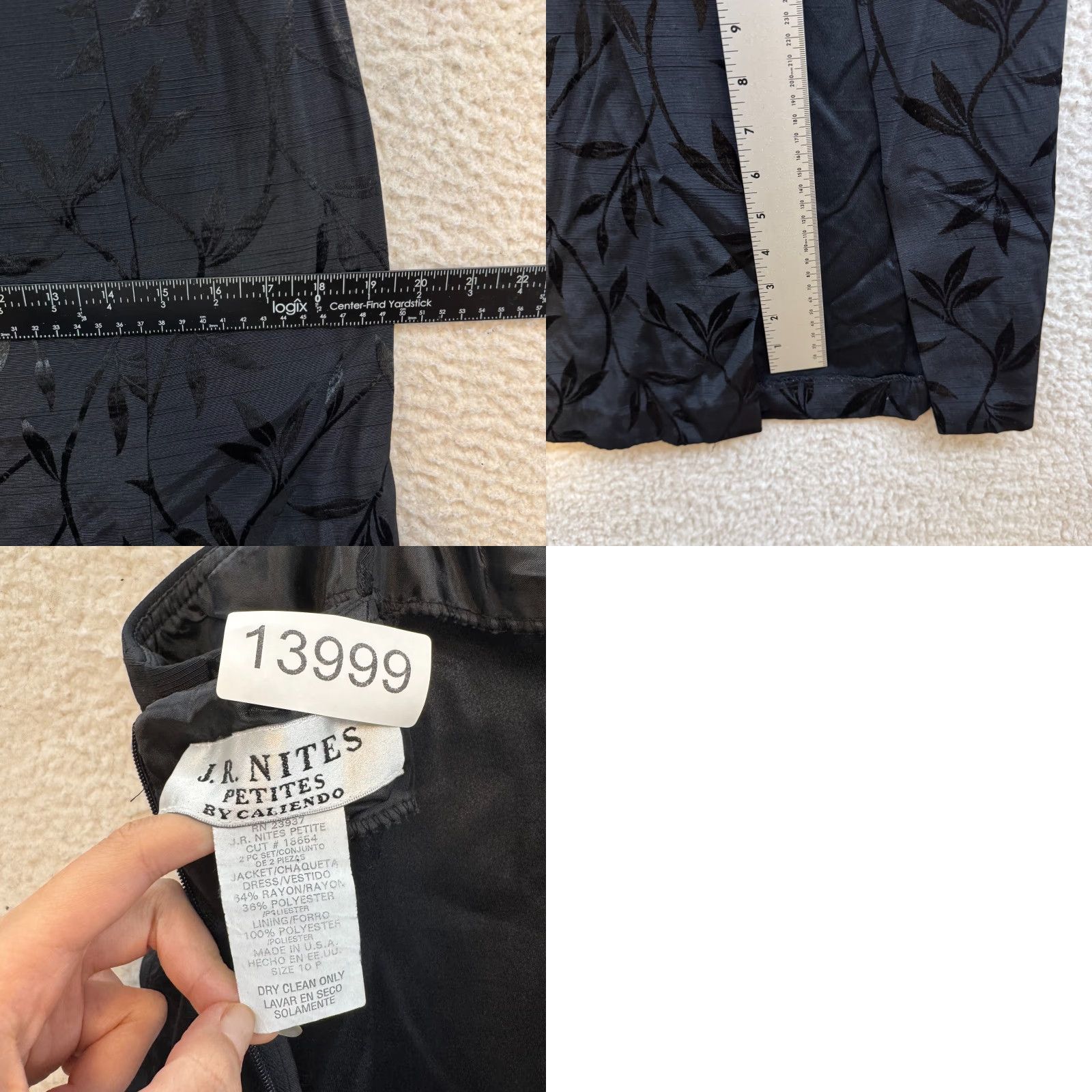Vintage VINTAGE 90s Y2K Maxi Prom Dress Black Floral Square Neck Spaghetti Large L Women’s Size L / US 10 / IT 46 - 8 Thumbnail
