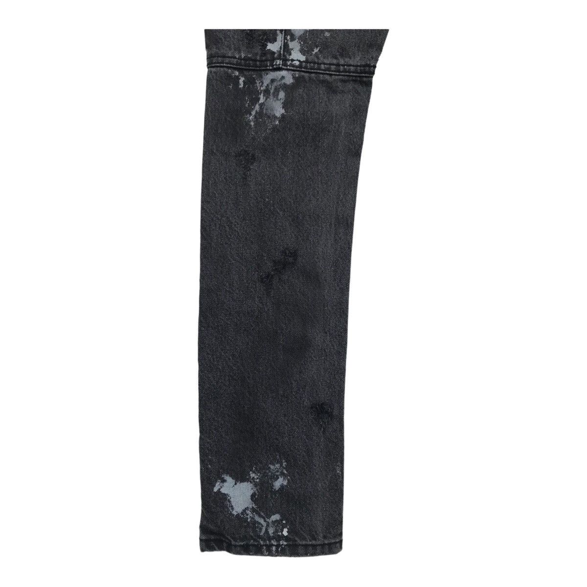 Japanese Brand Dot & Stripe Paint Splash Distressed Black Skinny Denim Pant Size US 31 - 22 Thumbnail