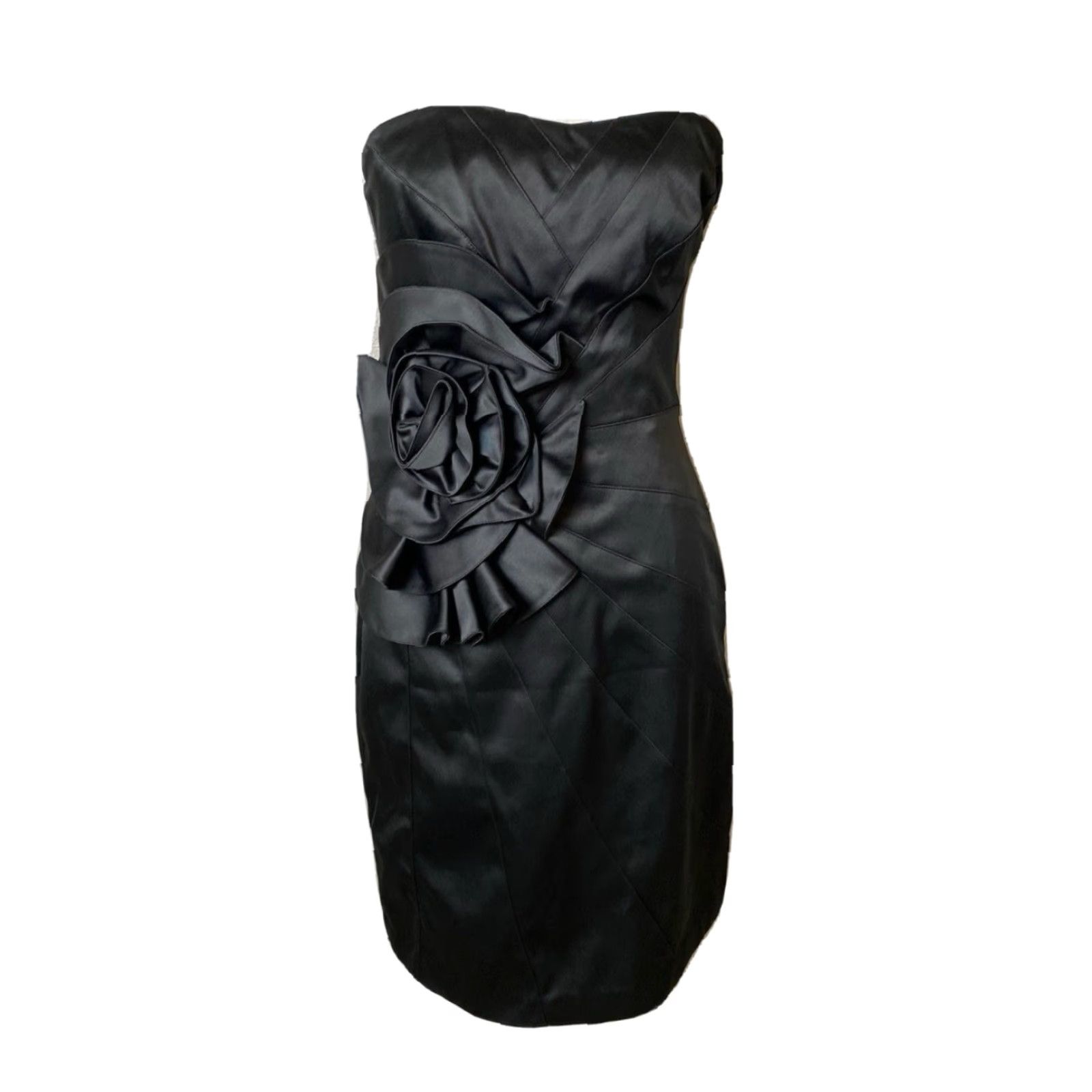 White House Black Market WHBM Dress Strapless Satin Cocktail Flower sz 6 Women Party/Cocktail Size M / US 6-8 / IT 42-44 - 2 Thumbnail