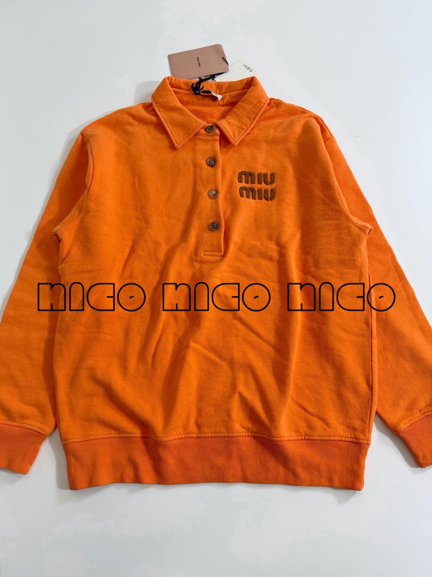 Miu Miu Miumiu Orange Fleece-Lined Loose Polo Sweatshirt Size XS / US 0-2 / IT 36-38 - 1 Thumbnail