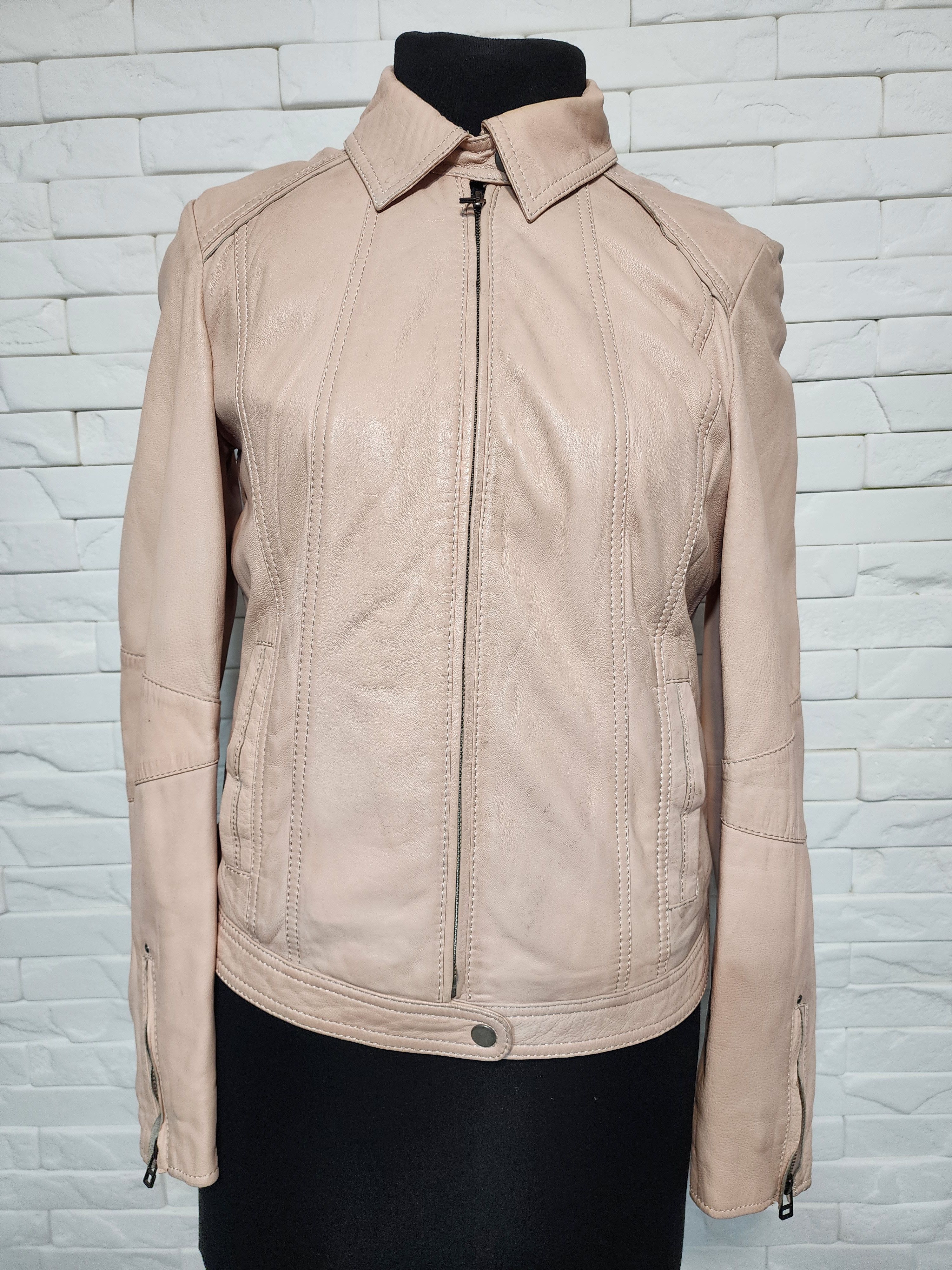 Genuine Leather Pink Leather Women's Sporty Jacket: Genuine Leather Size M / US 6-8 / IT 42-44 - 1 Thumbnail