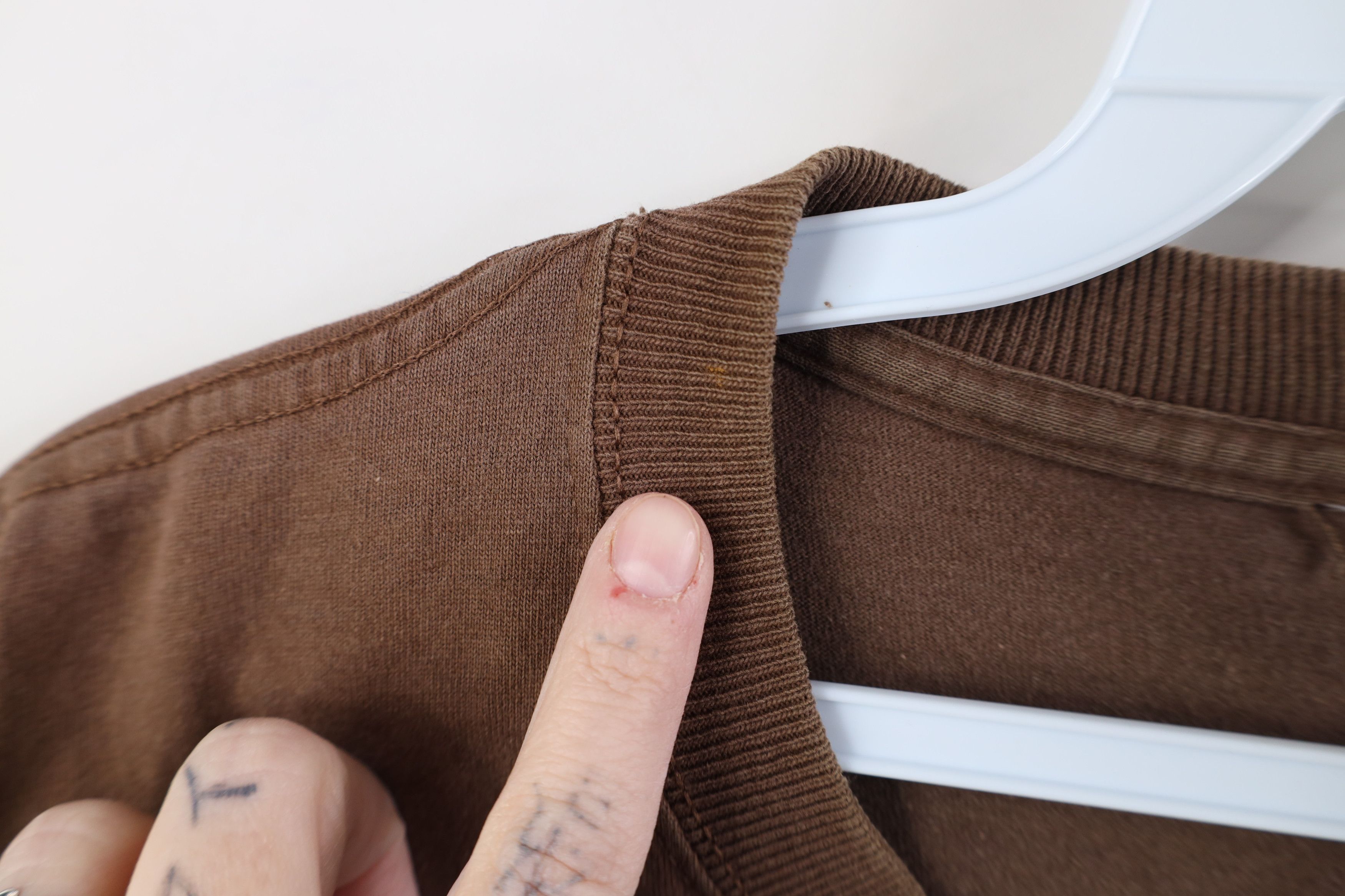 Vintage Vintage 90s Y2K Streetwear Blank Pocket T-Shirt Brown Cotton Size US L / EU 52-54 / 3 - 11 Thumbnail