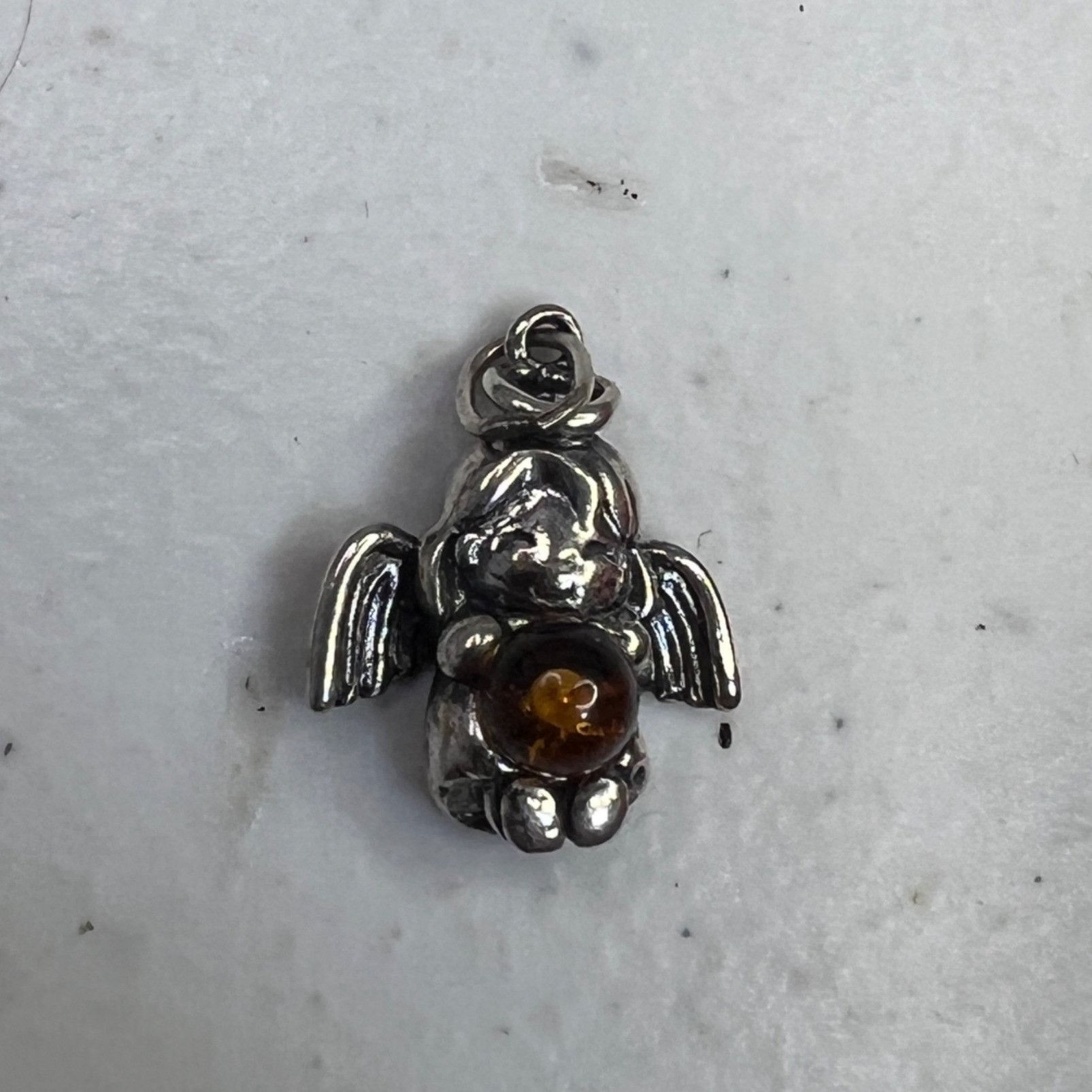 Other Sterling Silver 925 Small Angel Pendant With Cognac Baltic A Size ONE SIZE - 9 Thumbnail
