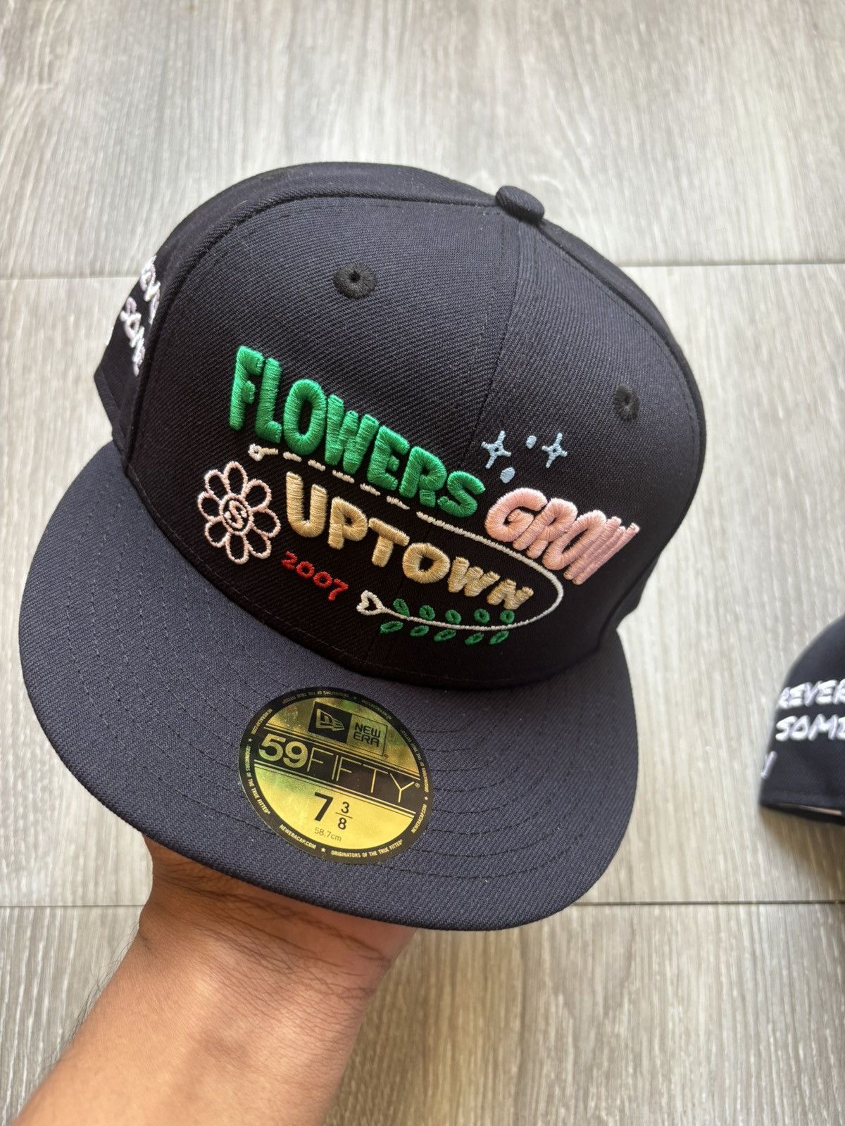 New Era Jae Tip Navy New Era Fitted Hat Uptown Grows Flowers Size ONE SIZE - 5 Thumbnail