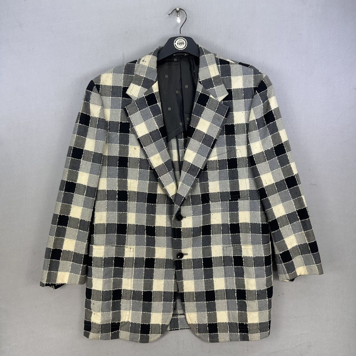 Japanese Brand Vintage 50's Patchwork Checkerboard Blazer MADE IN ENGLAND Size US L / EU 52-54 / 3 - 1 Thumbnail