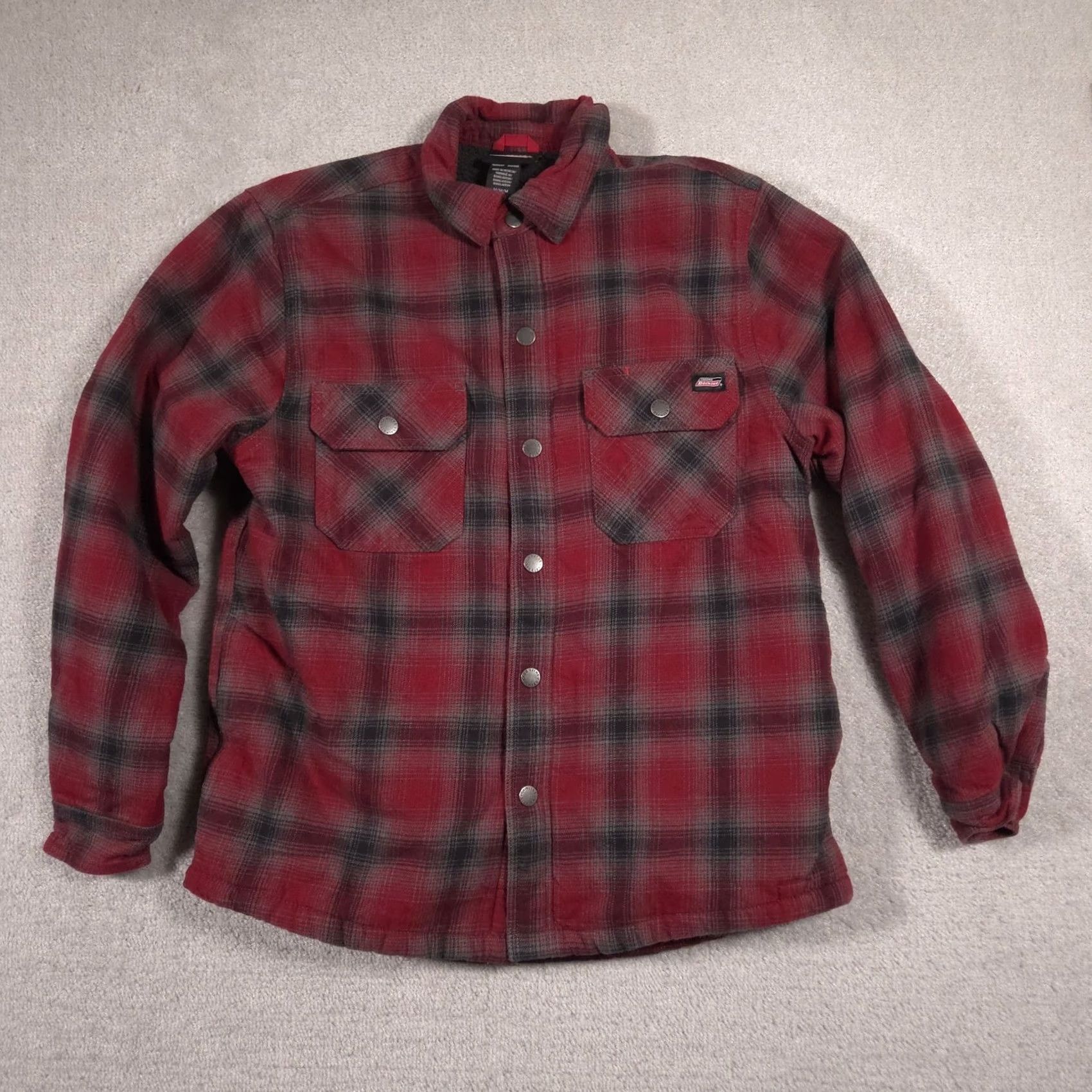 Dickies Dickies Jacket Mens M Red Plaid Fleece Lined Insulated Snap Front Shacket Plaid Shacket Jacket Mens Red Size US M / EU 48-50 / 2 - 2 Thumbnail