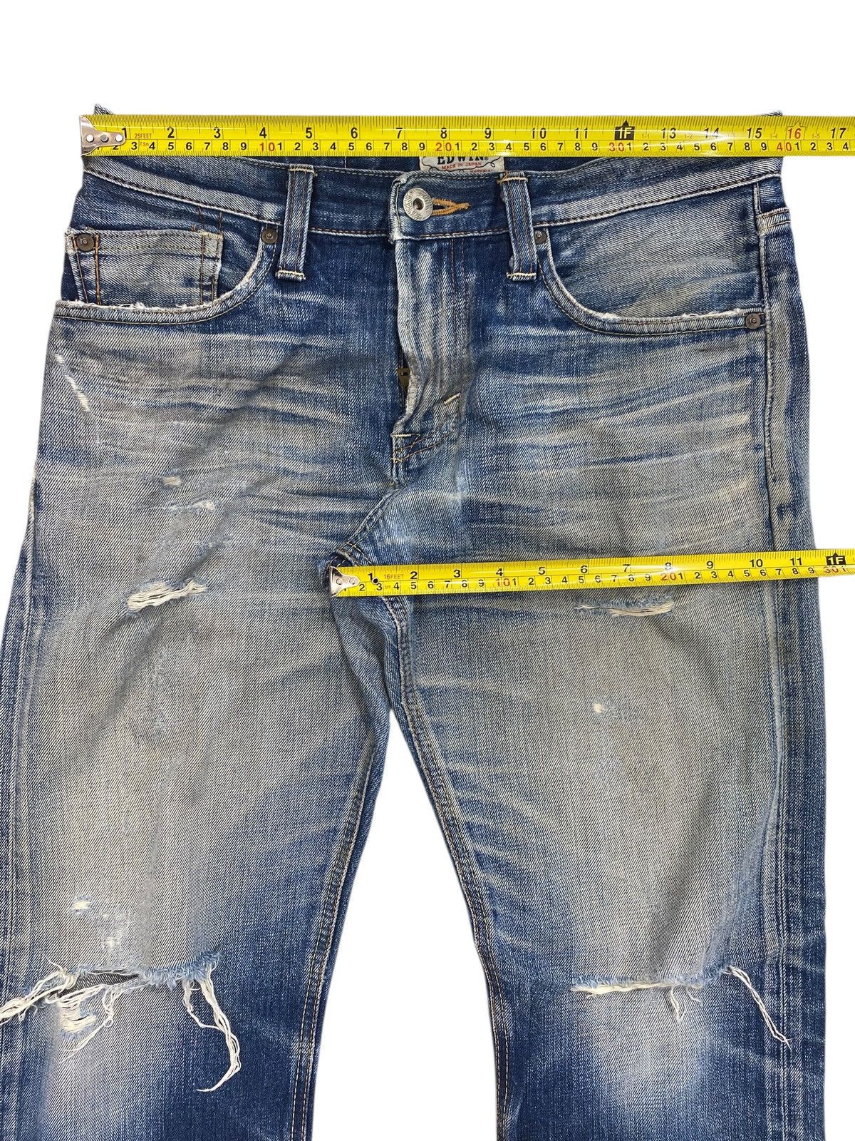 Edwin Edwin Whiskers Ripped Style Straight Cut Jeans Size US 32 / EU 48 - 9 Thumbnail