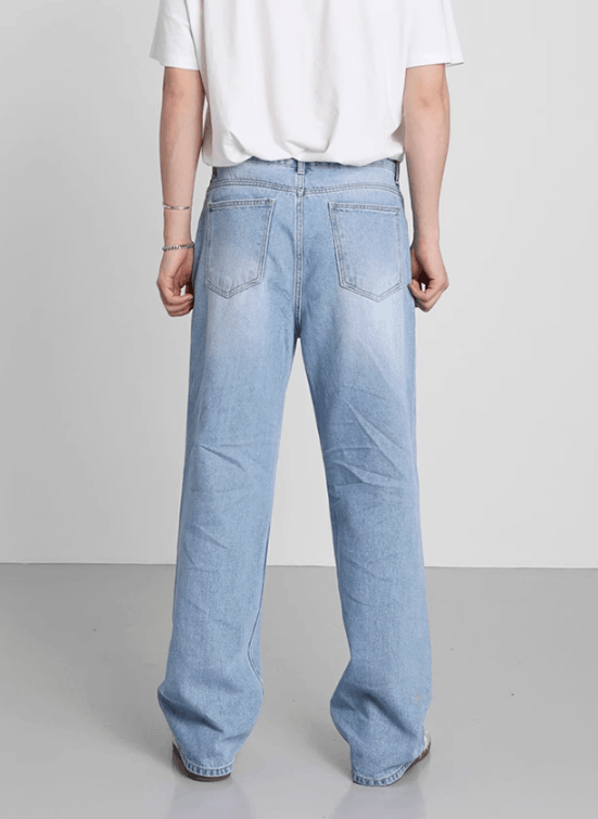Japanese Brand × Jean Men's washed wide-leg loose trendy jeans Size US 32 / EU 48 - 4 Thumbnail