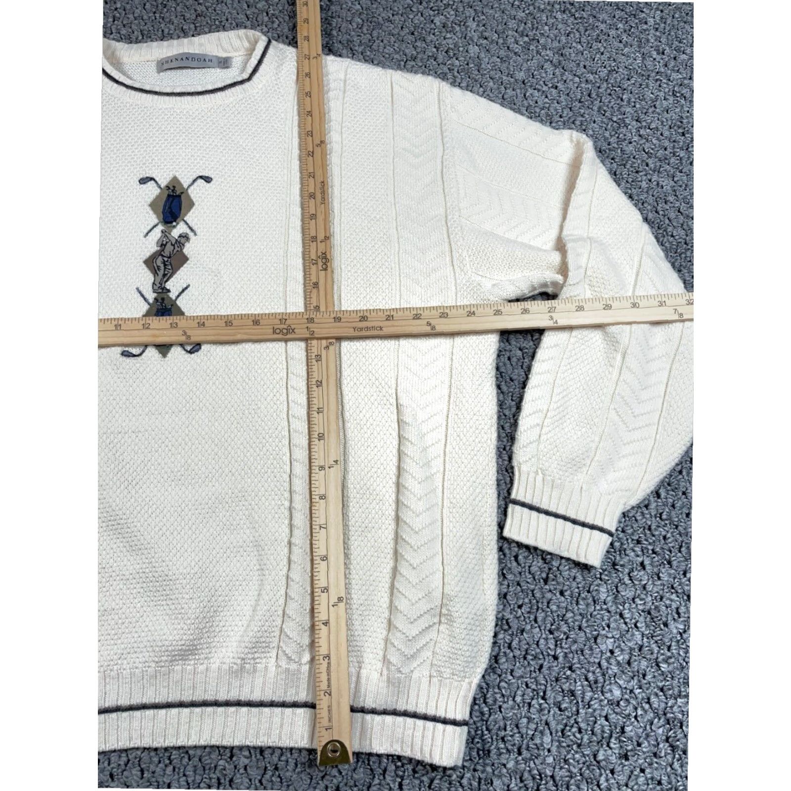 Vintage VINTAGE Shenandoah Embroidered Golf Sweater Adult XL Ivory Chunky Knit Cotton Size US XL / EU 56 / 4 - 5 Thumbnail