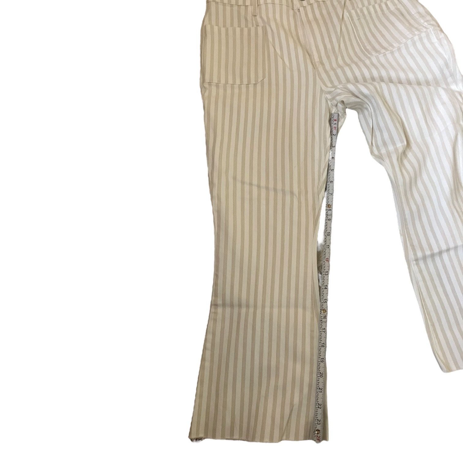 Frame FRAME Striped Le Bardot Crop Flare Raw Edge Denim Pant-sz 33 Size 33" - 6 Thumbnail