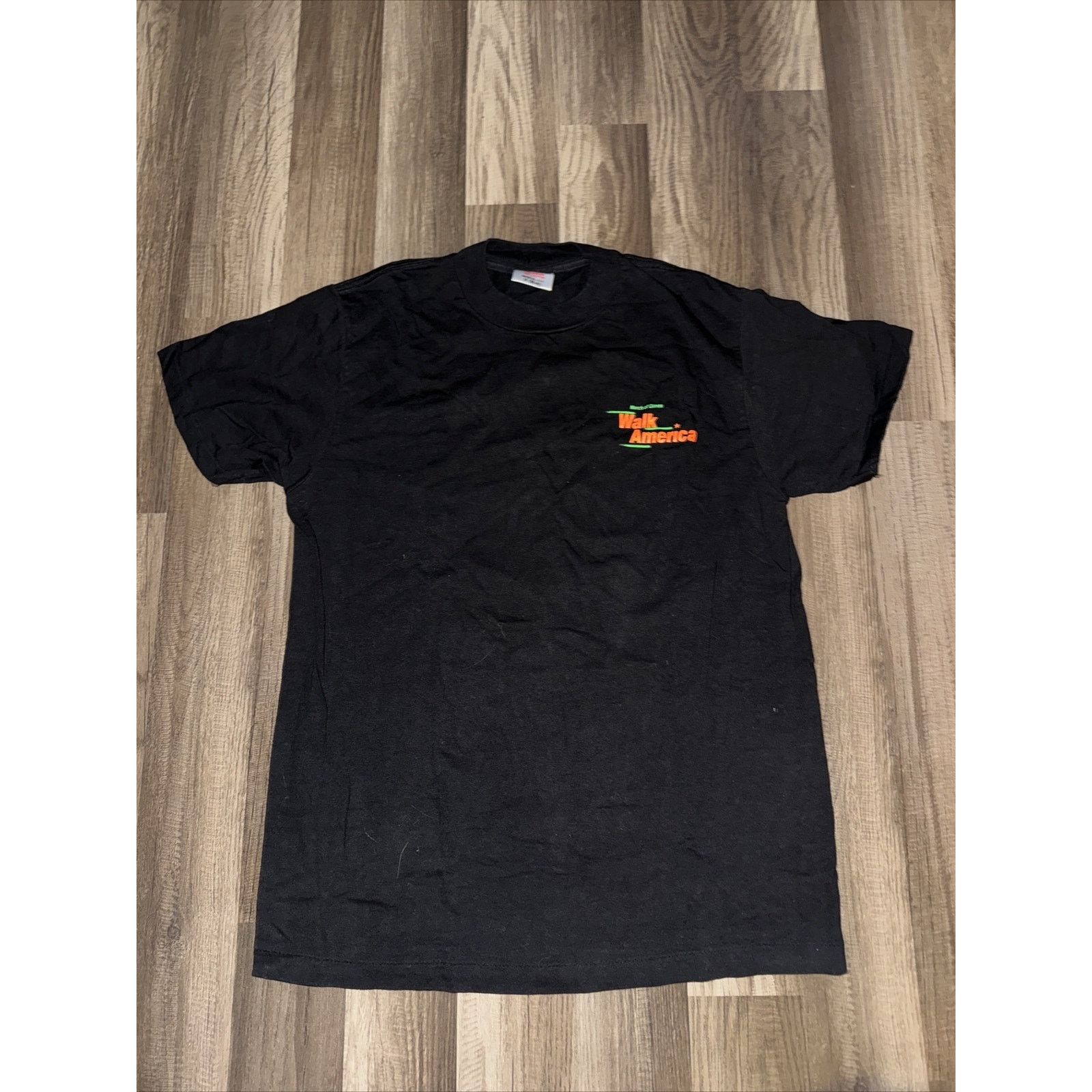 Vintage Oneita Single Stitch Made In USA Walk America T-Shirt Black Size US M / EU 48-50 / 2 - 2 Thumbnail