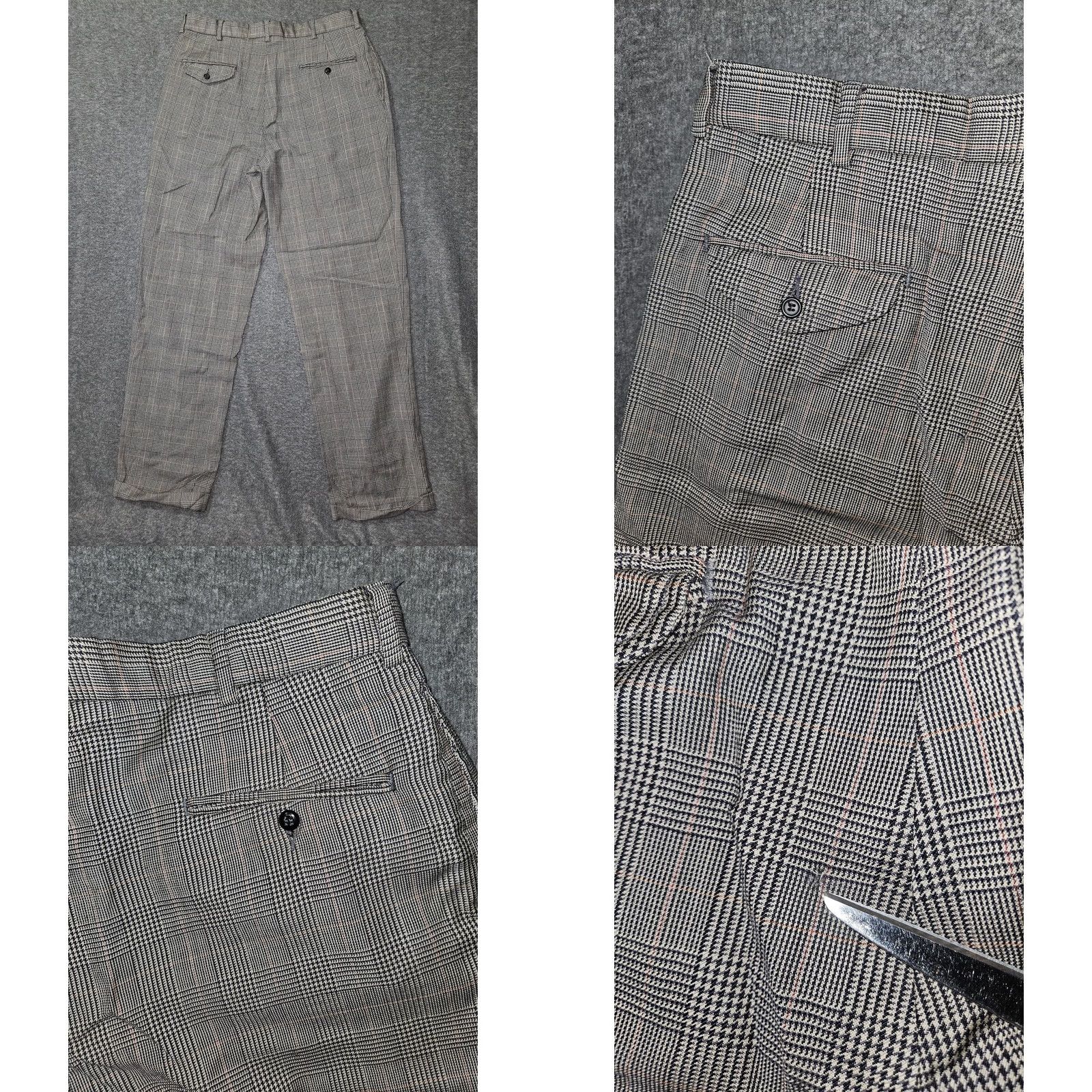 Polo Ralph Lauren VINTAGE Polo Ralph Lauren Dress Pants Mens 34x33 Plaid Pleated Cuffed USA Grey Plaid 90s Mens Size US S / EU 44-46 / 1 - 8 Thumbnail