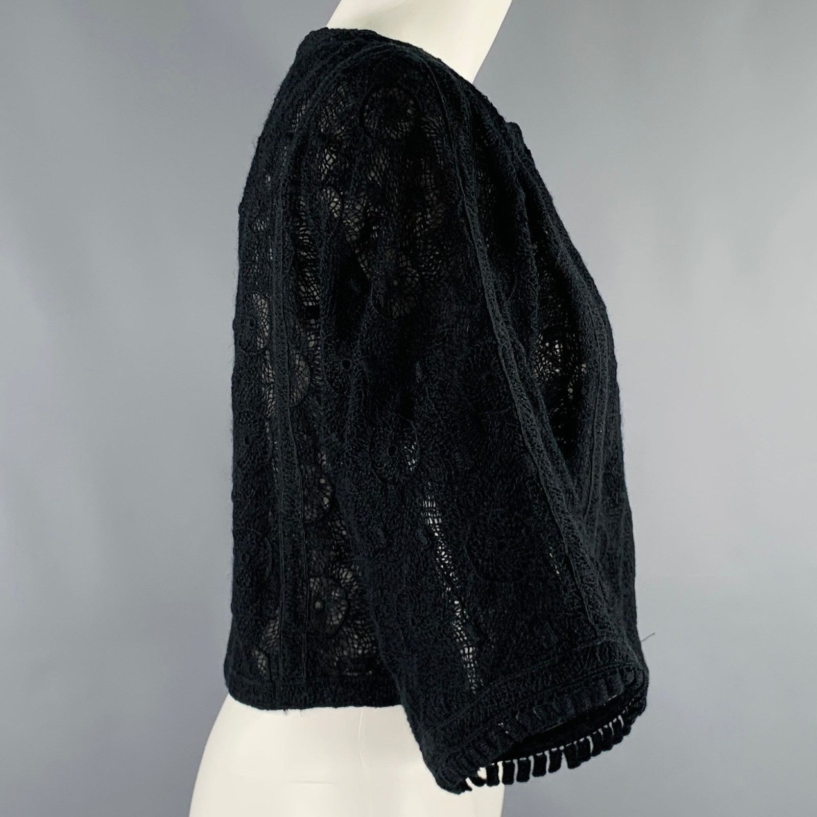 Other ANDREW GN Size 4 Black Wool Blend Crochet 3/4 Sleeves Jacket Size S / US 4 / IT 40 - 3 Thumbnail