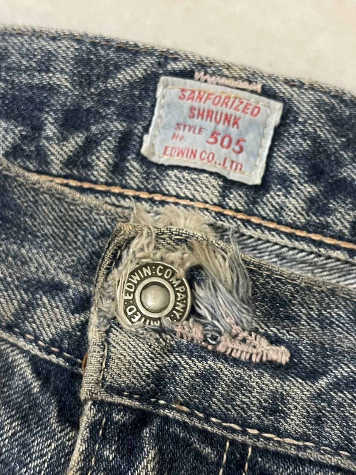 Vintage SELVEDGE💥 Vintage 00s Edwin 505 Blue Dirt Washed Denim Jeans Size US 31 - 8 Thumbnail