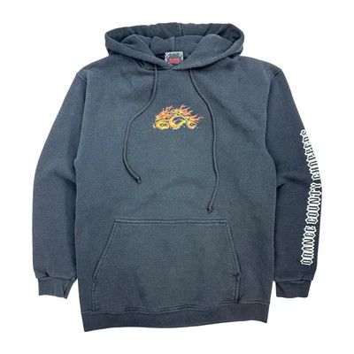 Vintage Orange County Chopping Flaming Chopper Hoodie Black