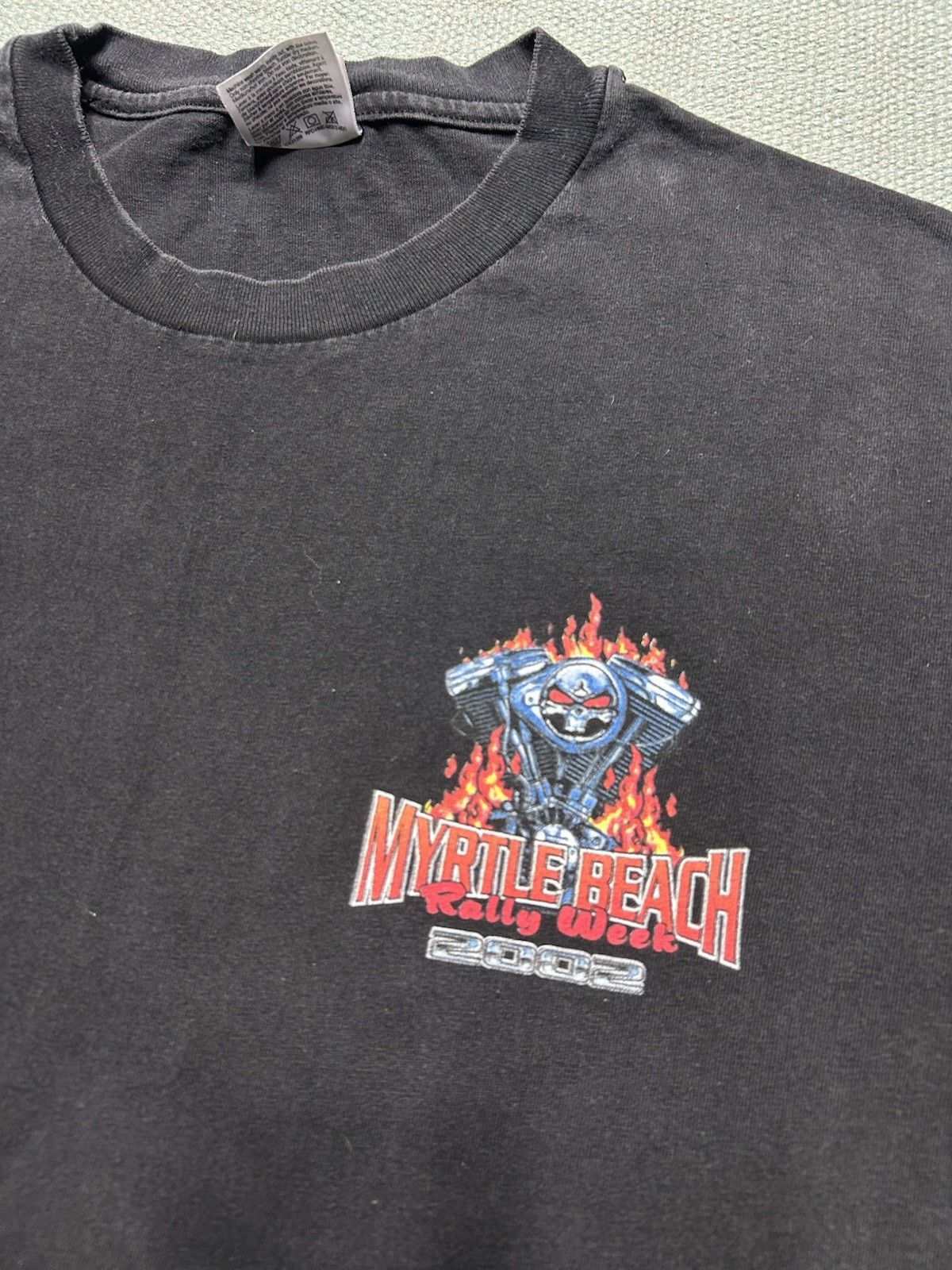 Vintage t shirt Myrtle beach bike rally Harley motorc flames skull L Size US L / EU 52-54 / 3 - 4 Thumbnail