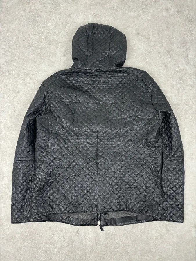 Emporio Armani AW2012 Emporio Armani Black Leather Hooded Quilted Jacket Size US M / EU 48-50 / 2 - 5 Thumbnail