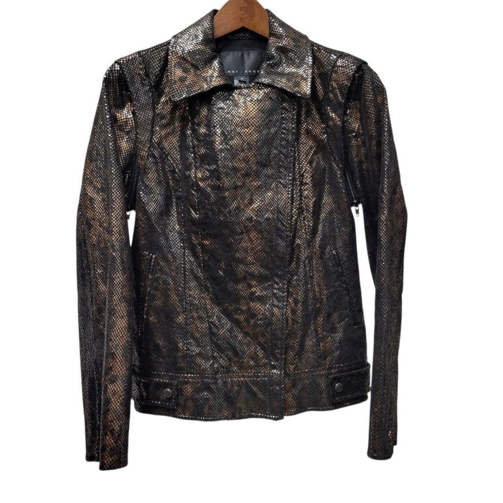 Other Yansi Fugel Women's Lacquered Python Biker Jacket Size S / US 4 / IT 40 - 3 Thumbnail