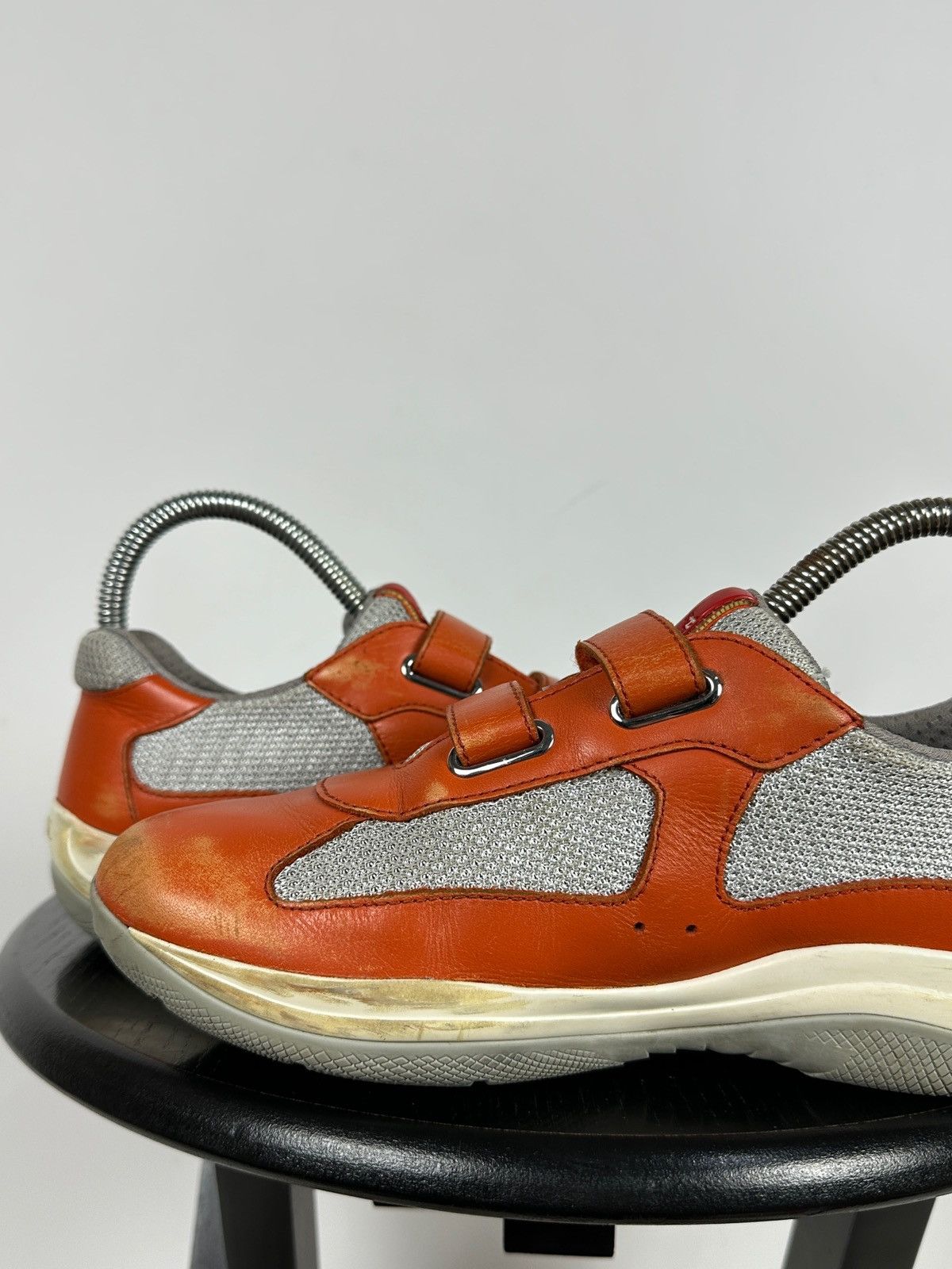 Prada Vintage Prada America’s Cup Orange Leather Sneakers Size US 5 / IT 35 - 19 Thumbnail