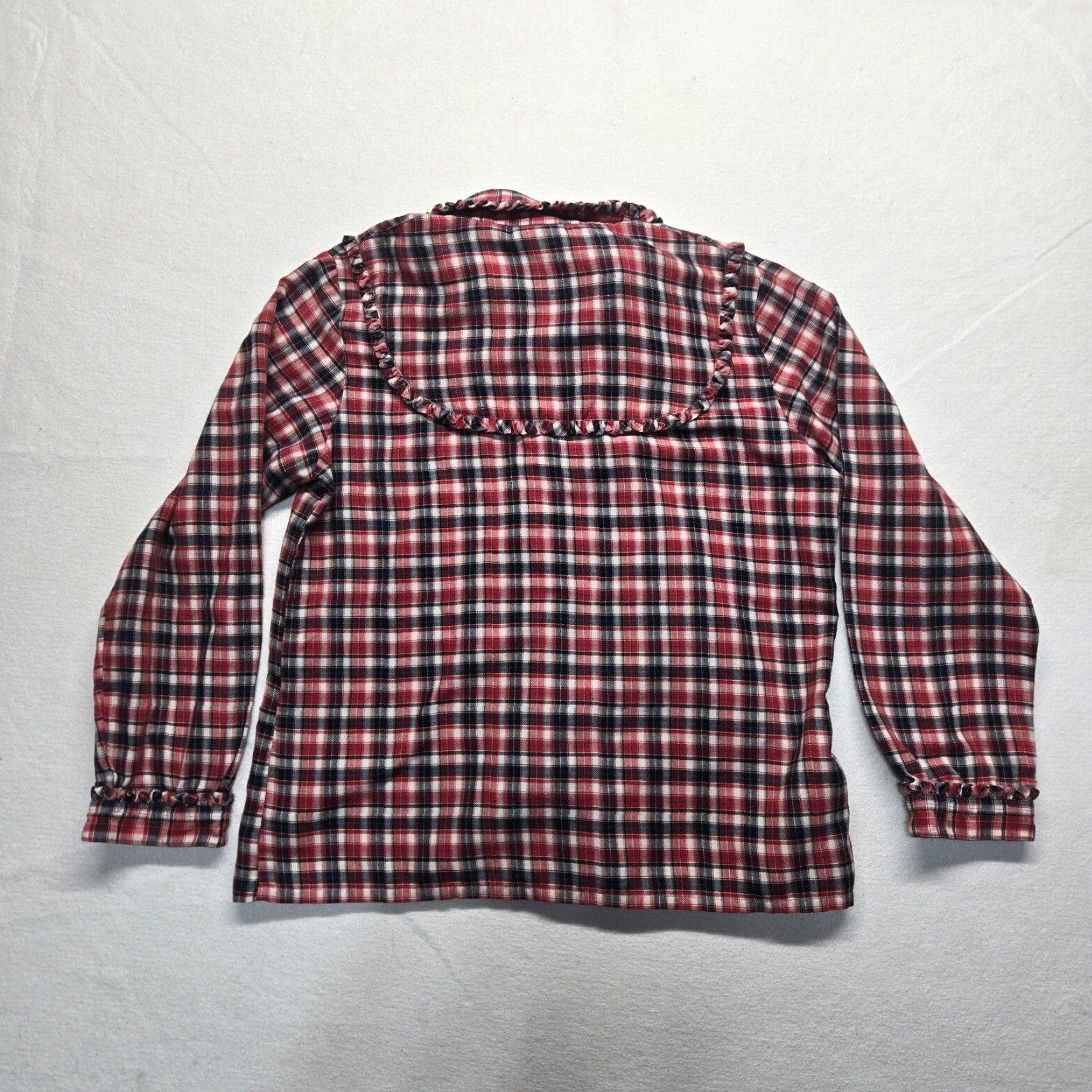 Vintage Vintage Women's 34 Red Plaid Ruffle Collar Button-Up Shirt Cottagecore Size XXS / US 00 / IT 34 - 7 Thumbnail